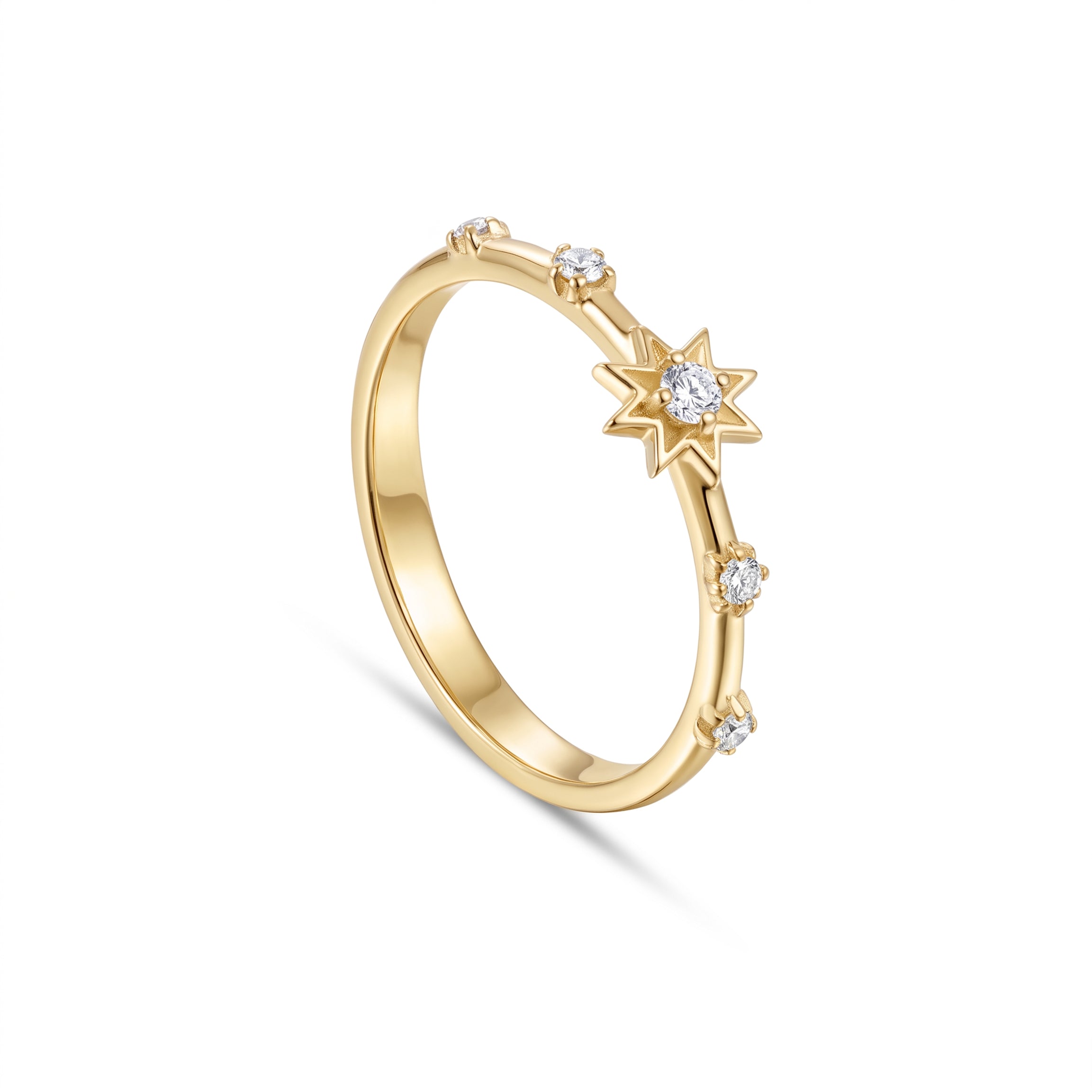 Astria 14K Gold Starburst Ring with Speckled Diamonds