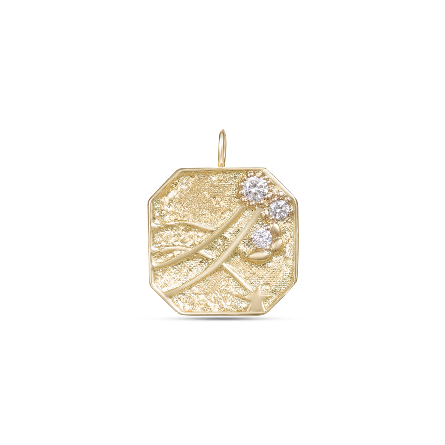 Astria 14K Gold Textured Octagon Charm with Diamond Wishing Star