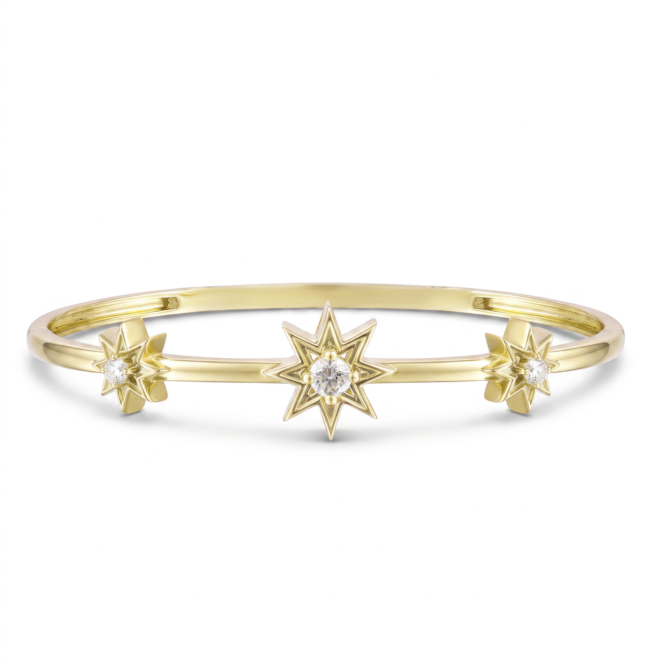 Astria 14K Gold Triple Starburst Bangle with Diamonds