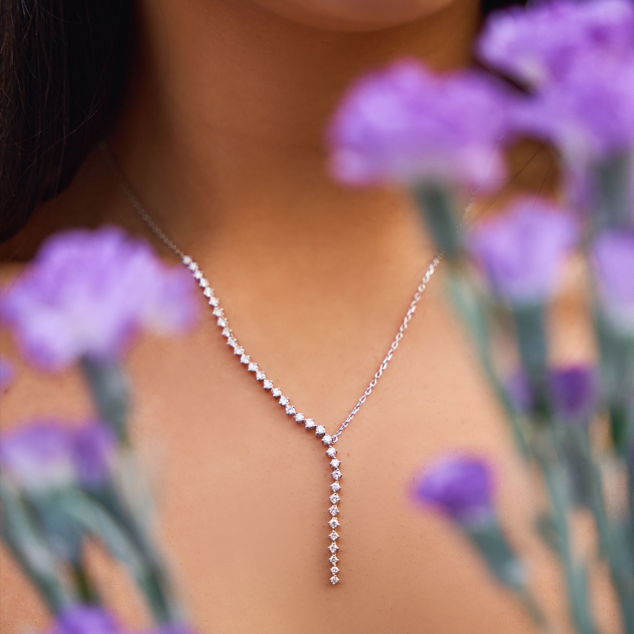 18K White Gold Diamond Necklace - B-S-BG008N