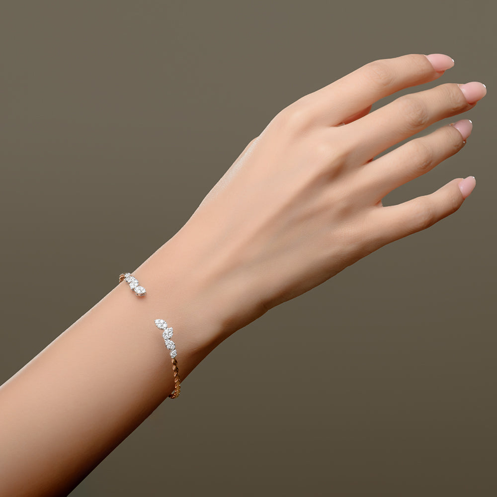 18K Opened Rose Diamond Bangle - B-S-BG013B