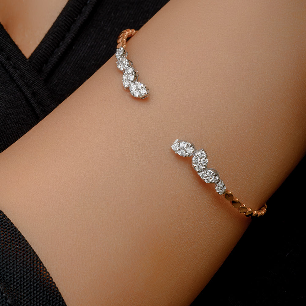 18K Opened Rose Diamond Bangle - B-S-BG013B