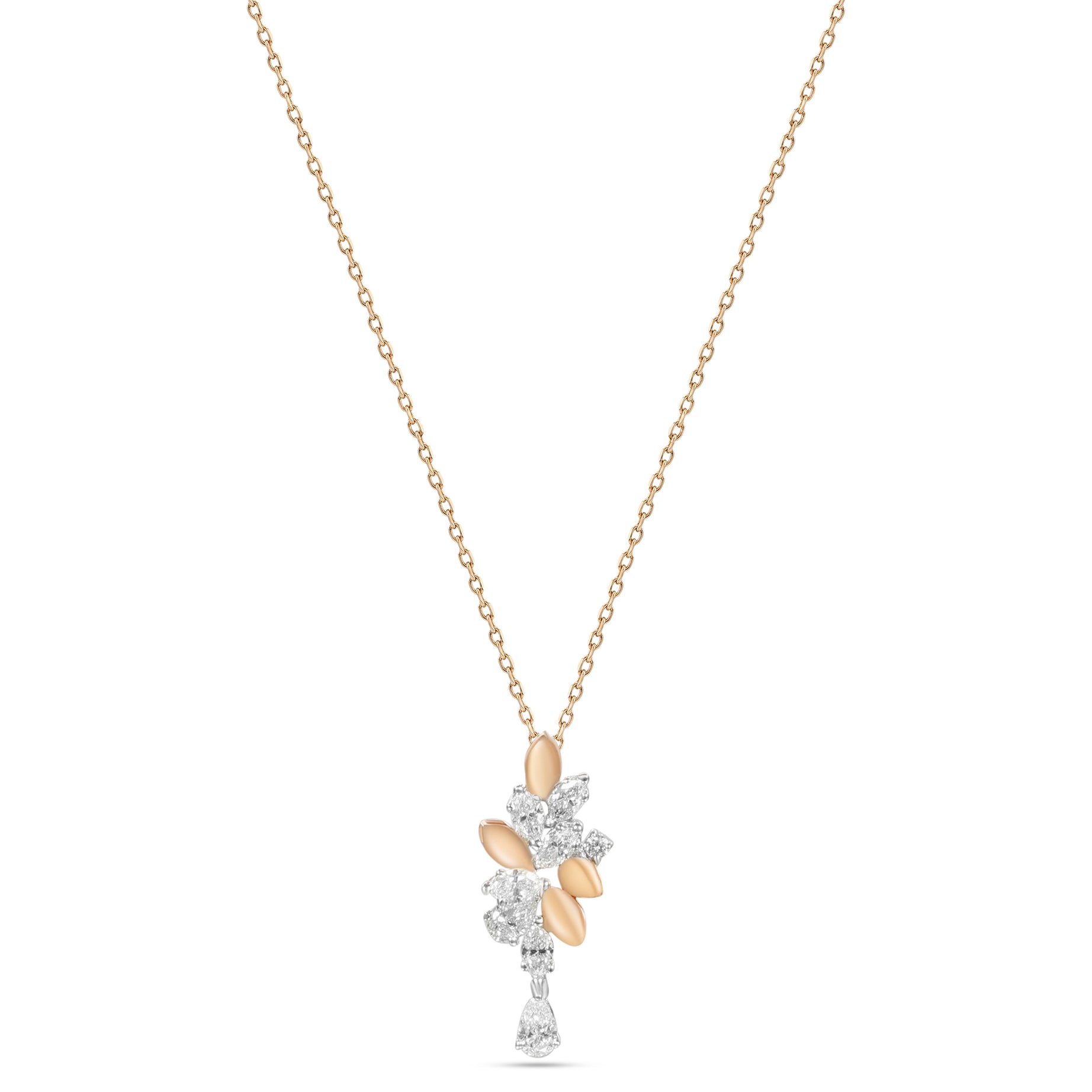 18k Yellow Gold Grace Pendant with Cluster-Style Marquise Diamonds - B-XLK4593P