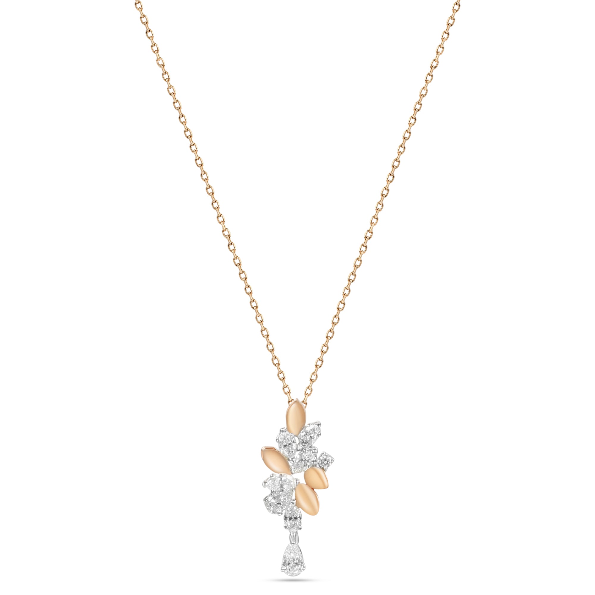 18k Yellow Gold Grace Pendant with Cluster-Style Marquise Diamonds - B-XLK4593P