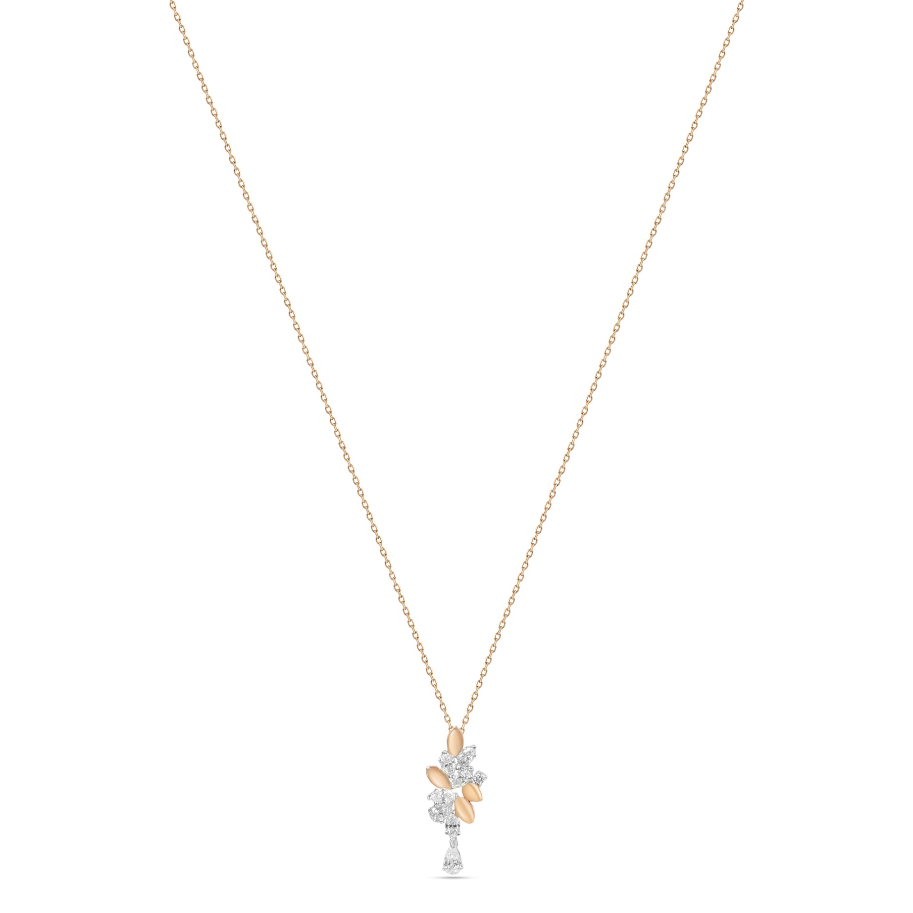 18k Yellow Gold Grace Pendant with Cluster-Style Marquise Diamonds - B-XLK4593P
