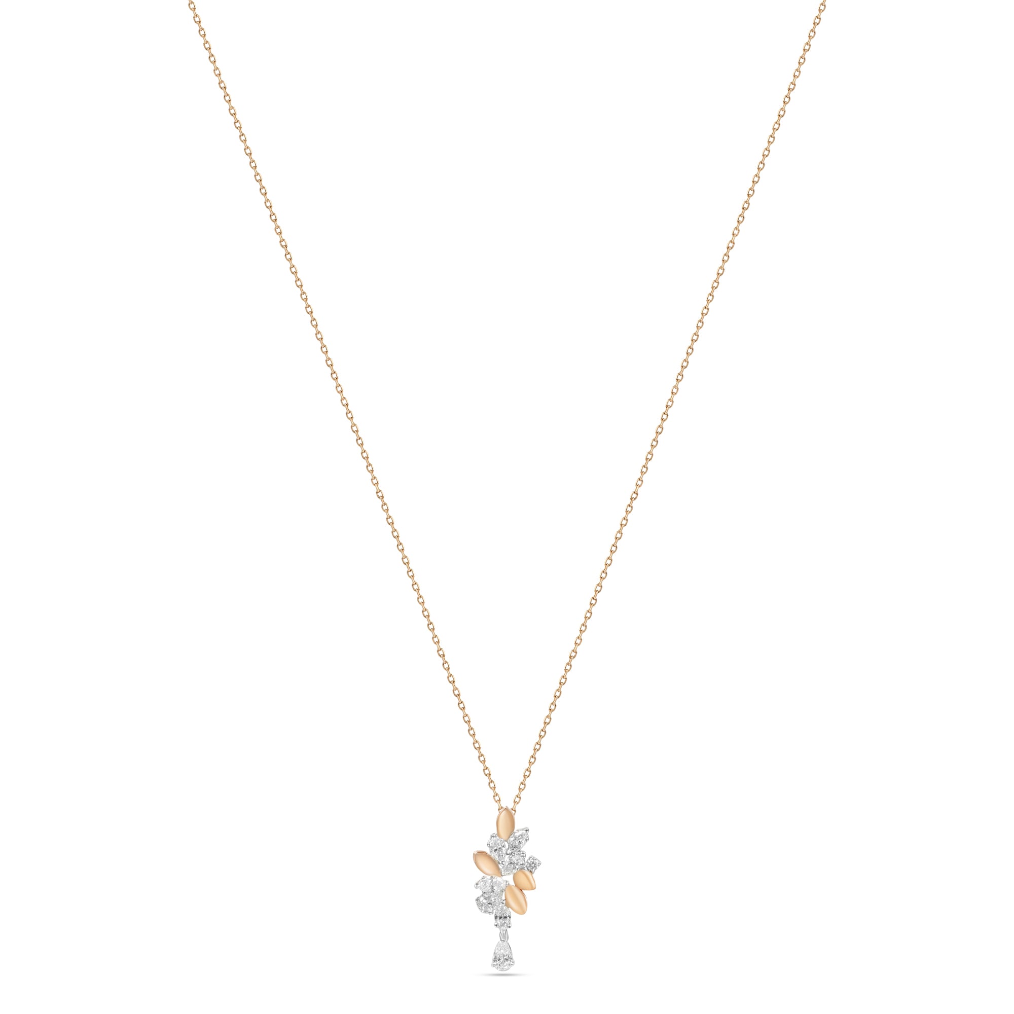 18k Yellow Gold Grace Pendant with Cluster-Style Marquise Diamonds - B-XLK4593P