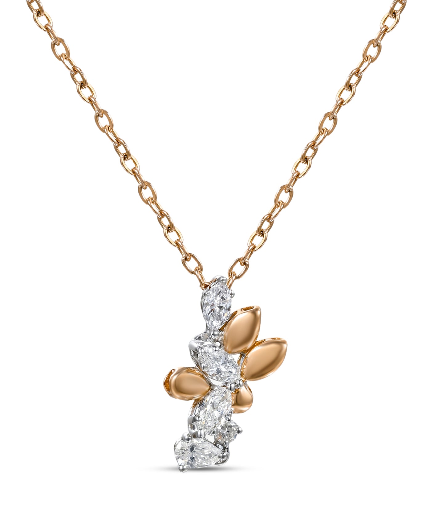18k Rose Gold Grace Pendant with Cluster-Style Marquise Diamonds - B-XLK4595P