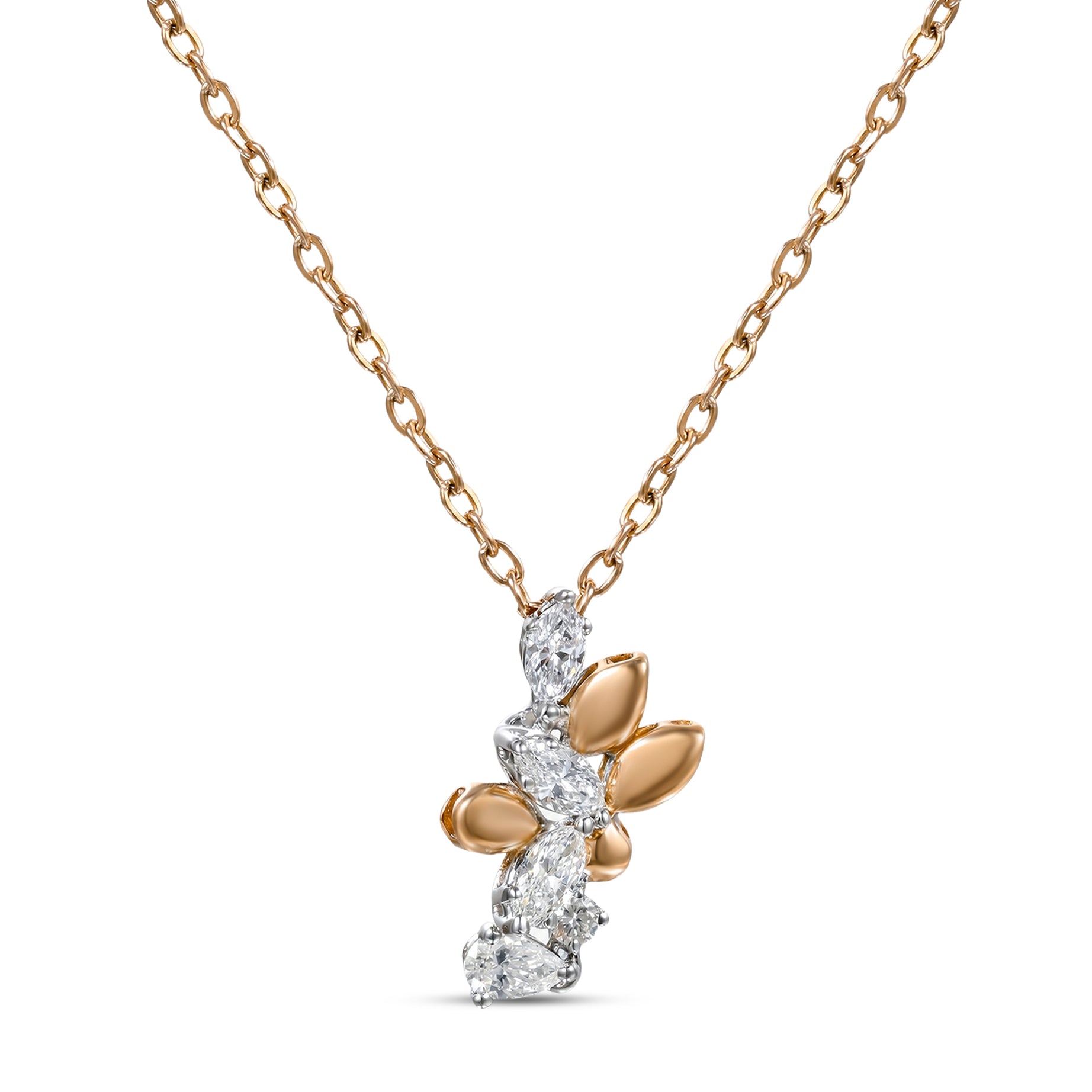 18k Rose Gold Grace Pendant with Cluster-Style Marquise Diamonds - B-XLK4595P