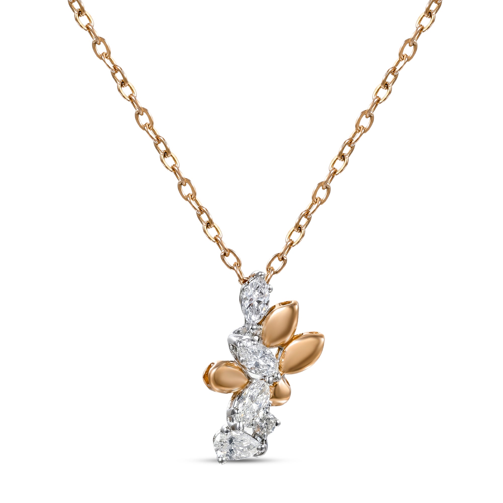 18k Rose Gold Grace Pendant with Cluster-Style Marquise Diamonds - B-XLK4595P