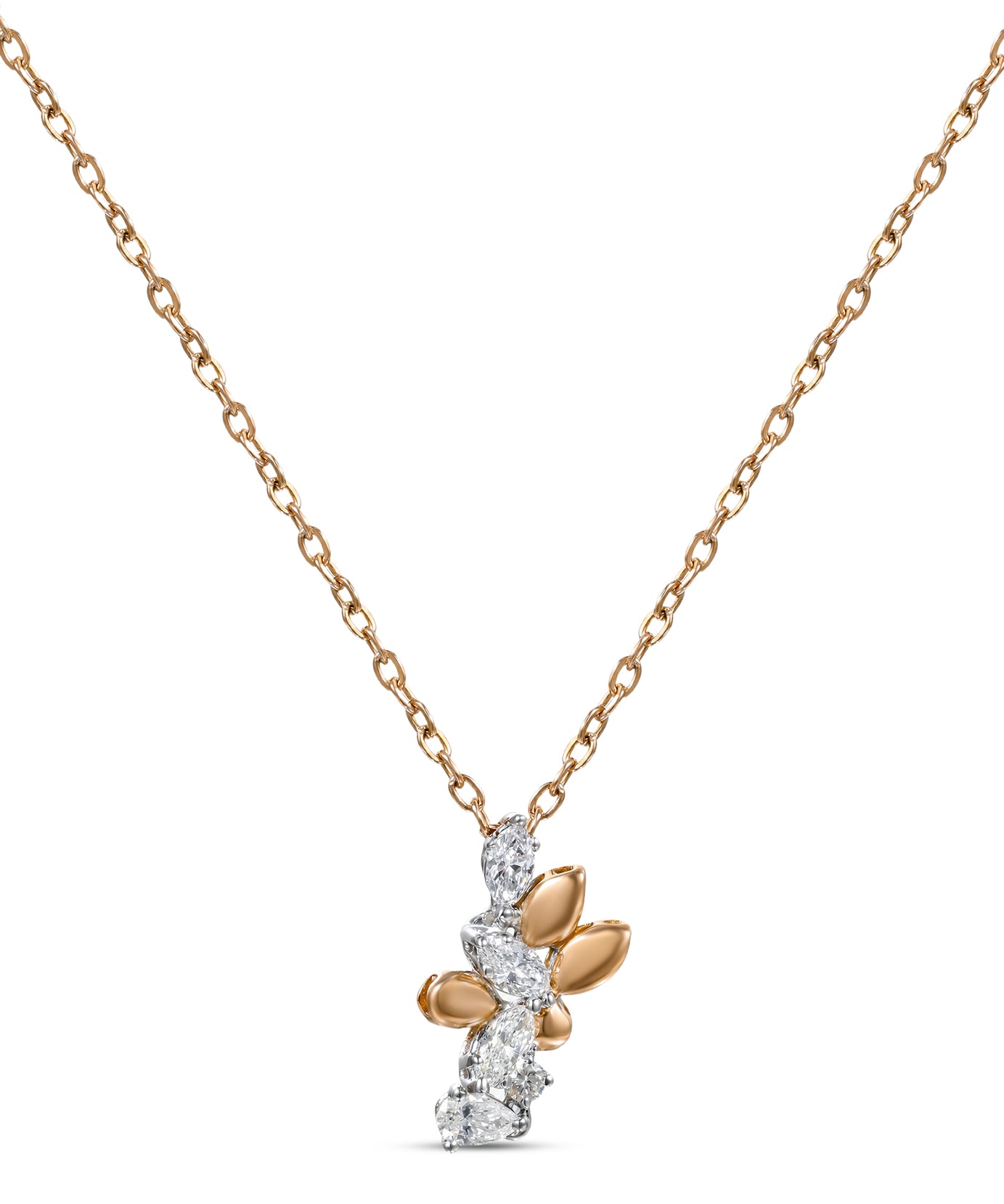 18k Rose Gold Grace Pendant with Cluster-Style Marquise Diamonds - B-XLK4595P