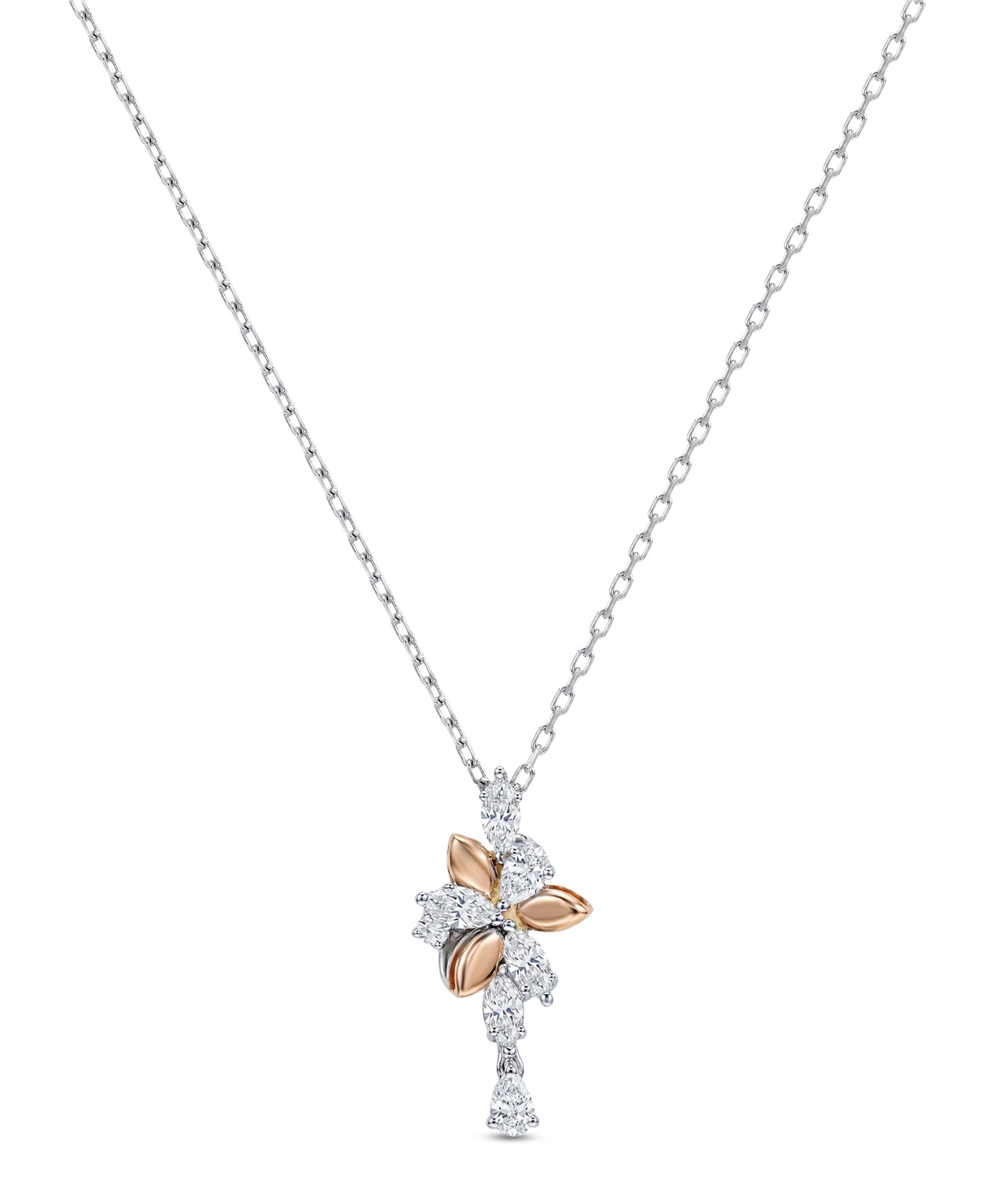 18k White Gold Grace Pendant with Cluster-Style Marquise Diamonds - B-XLK4597P