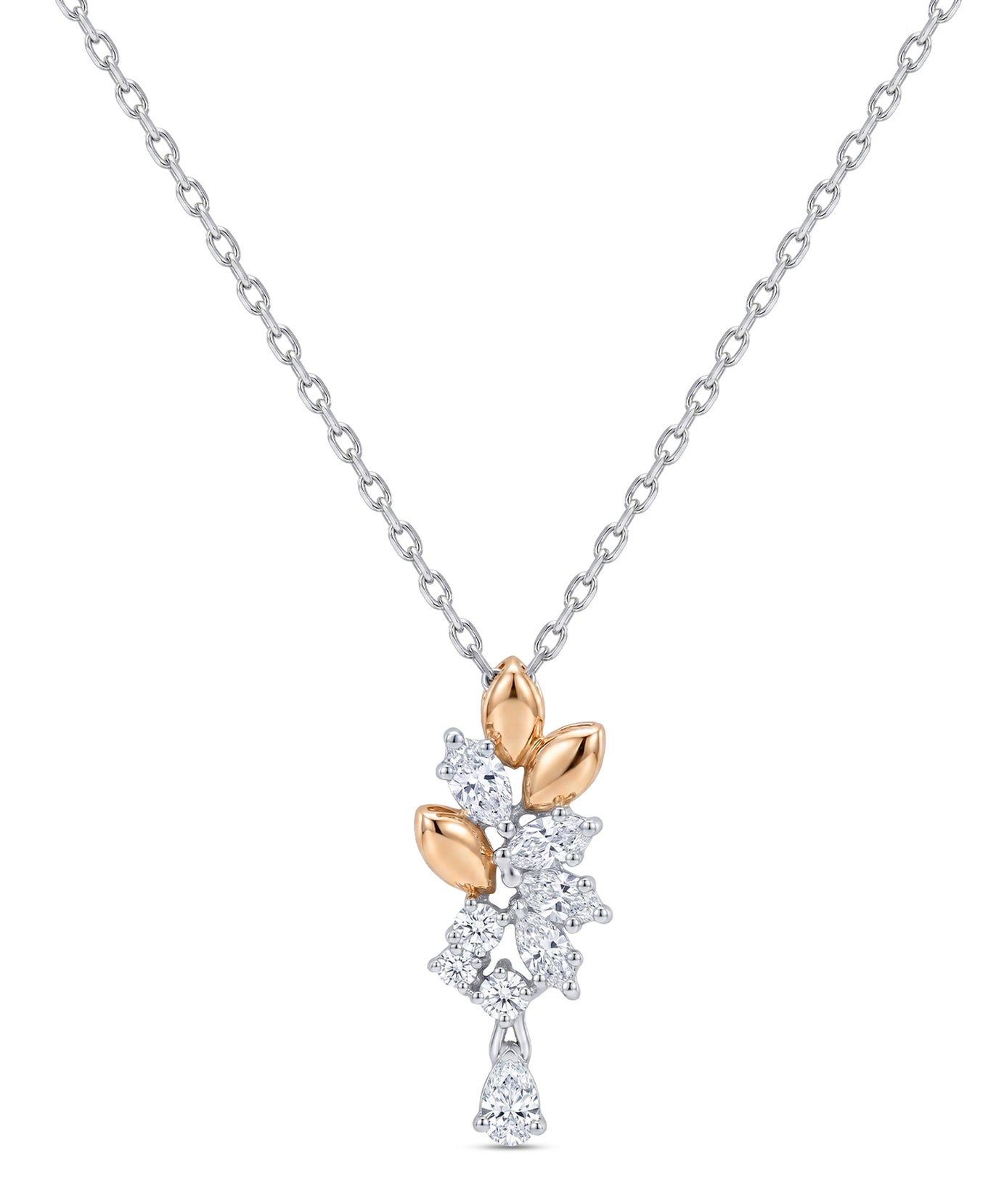 18k White Gold Grace Pendant with Cluster-Style Marquise Diamonds - B-XLK4598P