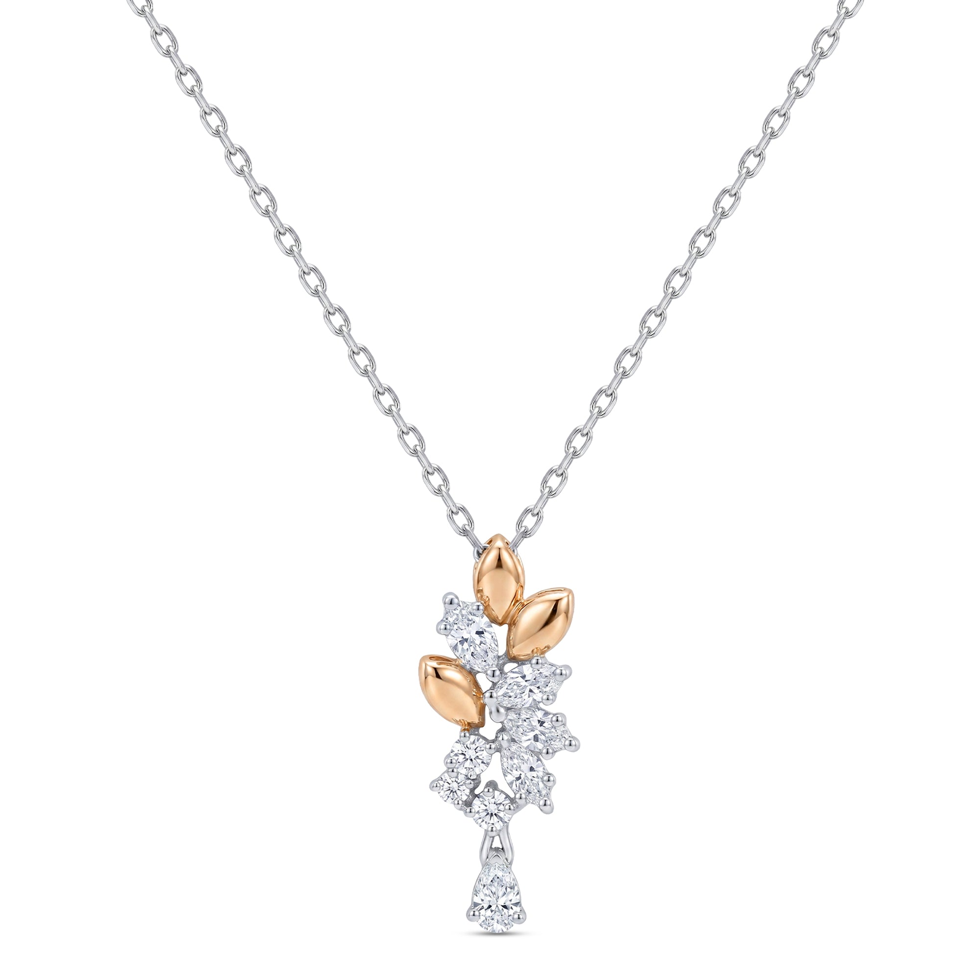 18k White Gold Grace Pendant with Cluster-Style Marquise Diamonds - B-XLK4598P