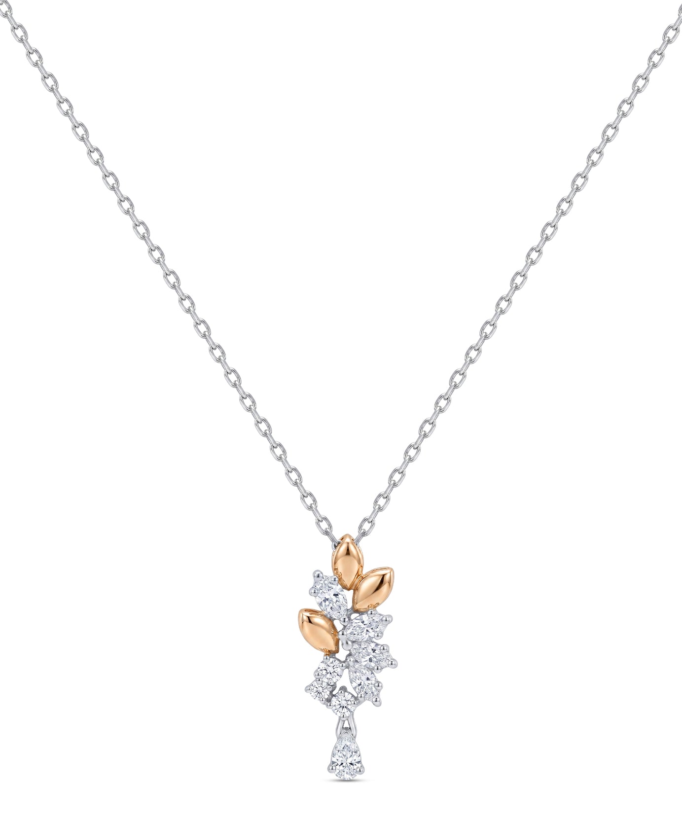 18k White Gold Grace Pendant with Cluster-Style Marquise Diamonds - B-XLK4598P