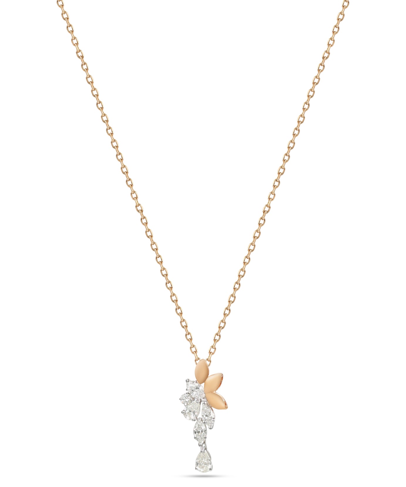 18k Yellow Gold Grace Pendant with Cluster-Style Marquise Diamonds - B-XLK4618P