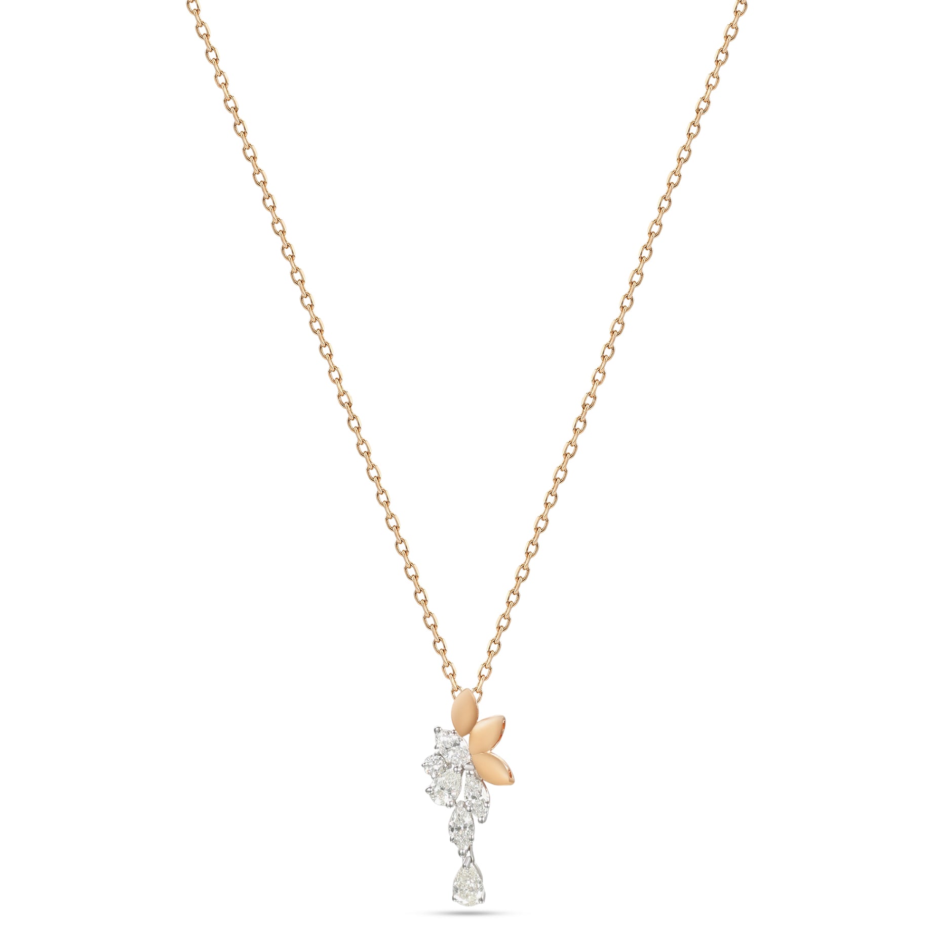 18k Yellow Gold Grace Pendant with Cluster-Style Marquise Diamonds - B-XLK4618P