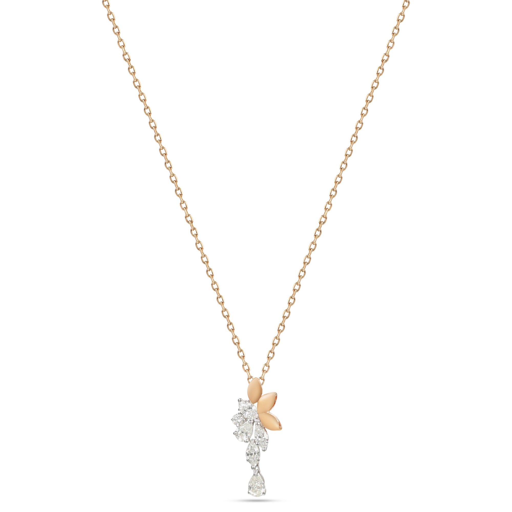 18k Yellow Gold Grace Pendant with Cluster-Style Marquise Diamonds - B-XLK4618P