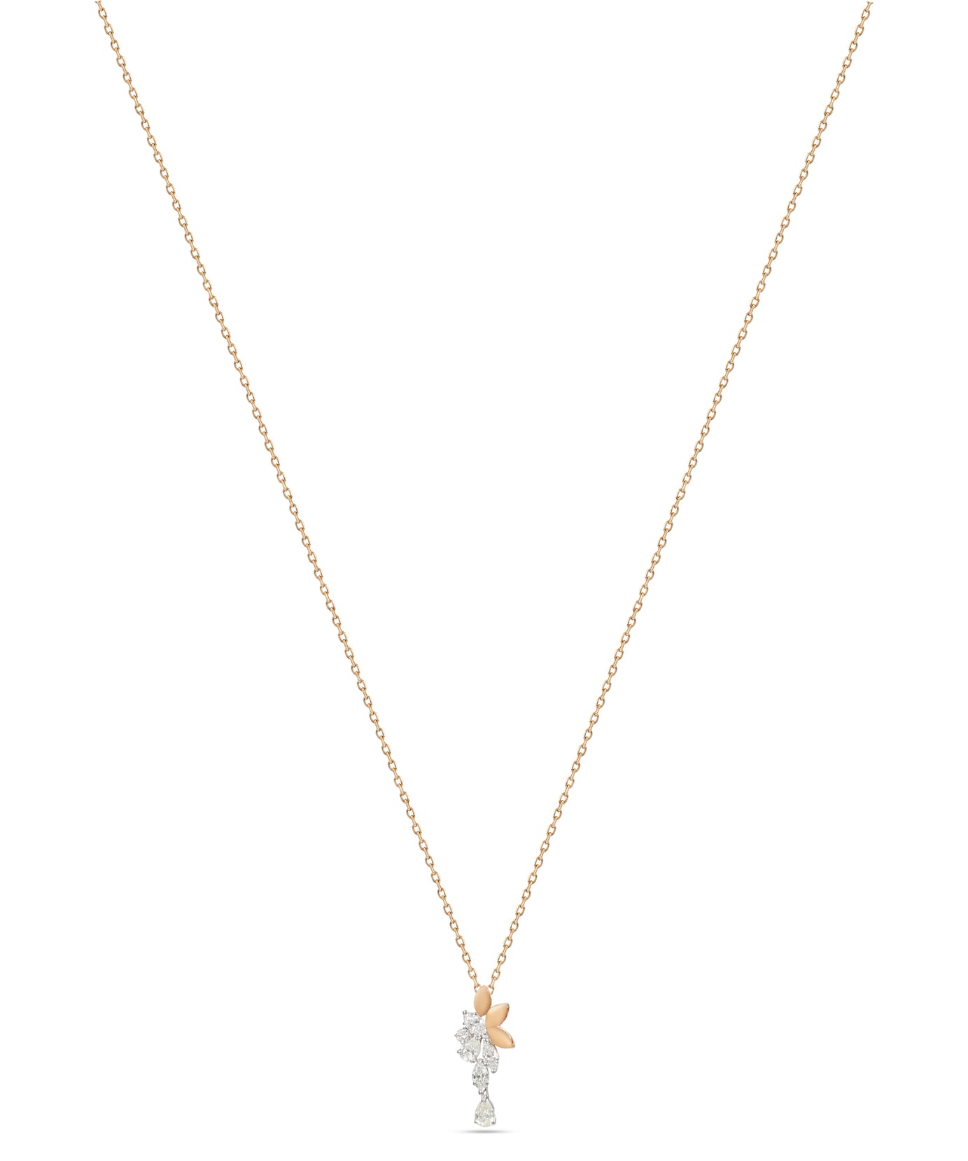 18k Yellow Gold Grace Pendant with Cluster-Style Marquise Diamonds - B-XLK4618P