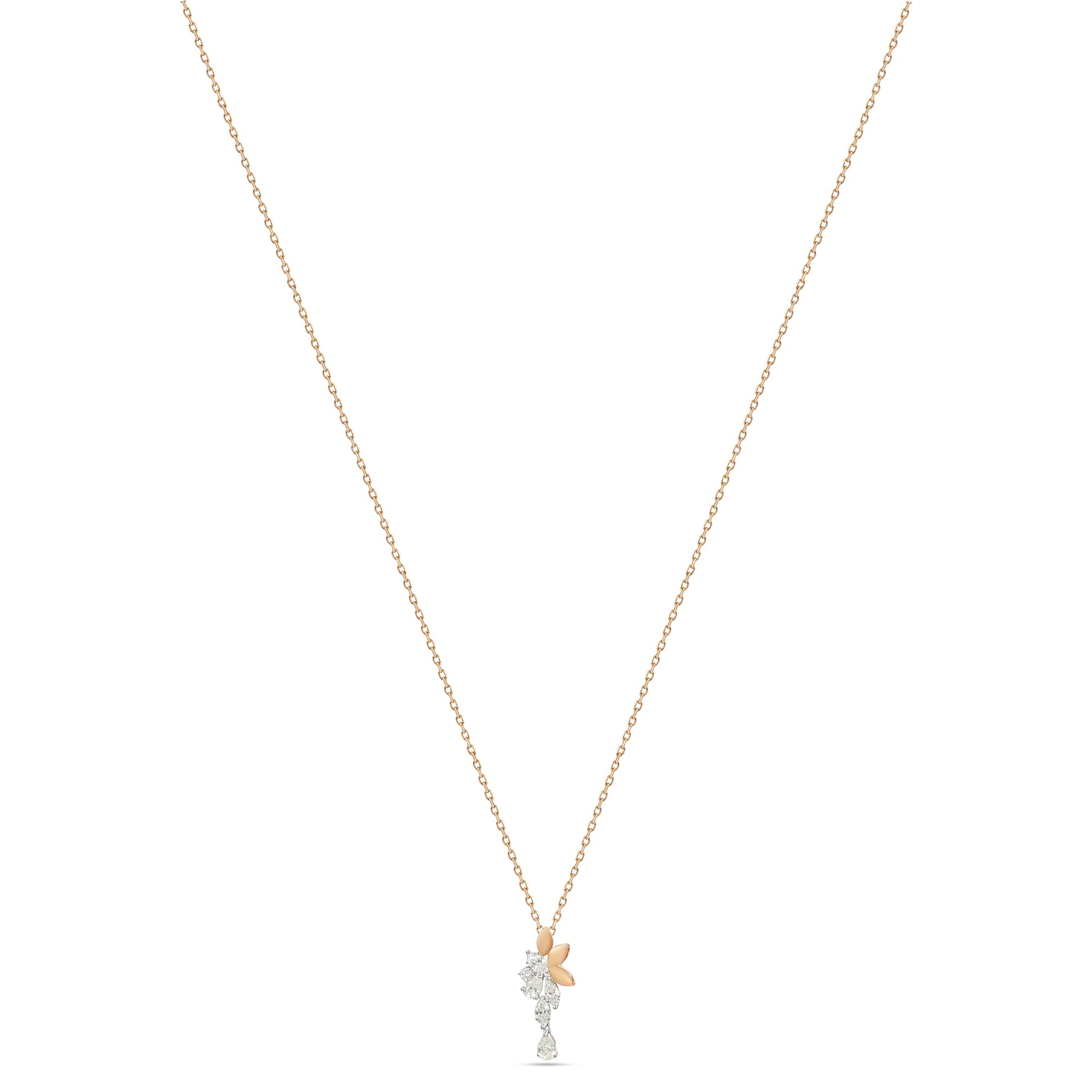 18k Yellow Gold Grace Pendant with Cluster-Style Marquise Diamonds - B-XLK4618P