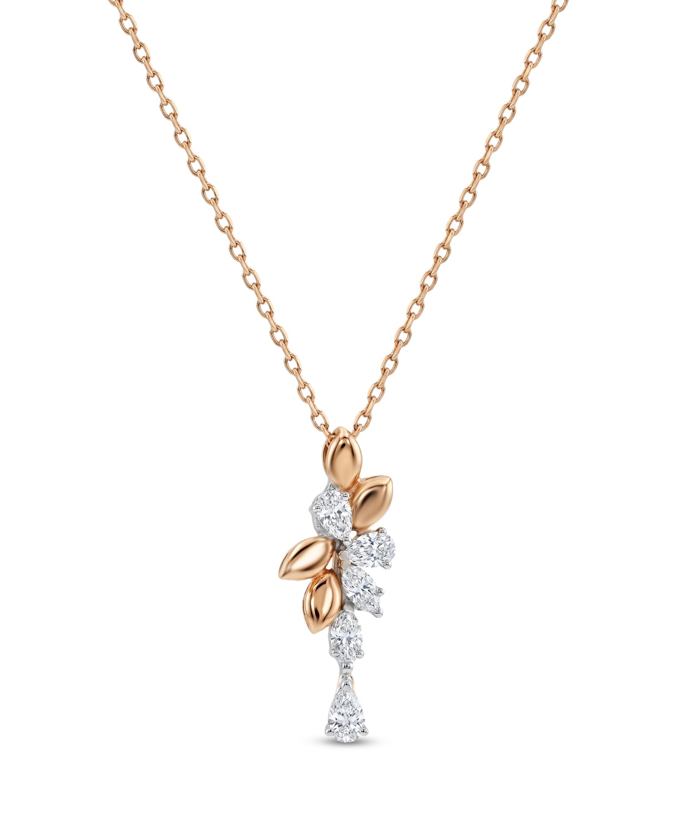 18k Rose Gold Grace Pendant with Cluster-Style Marquise Diamonds - B-XLK4620P