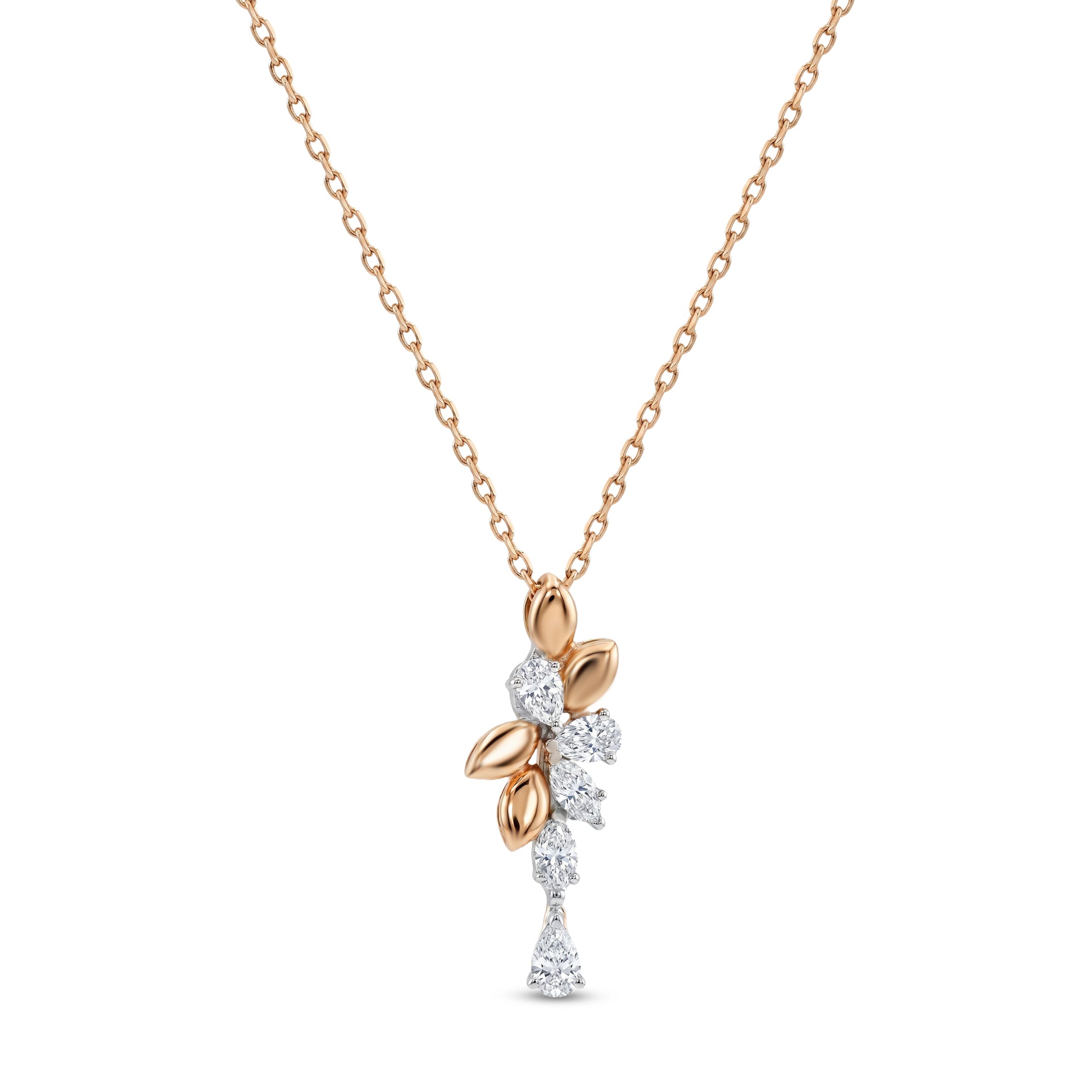 18k Rose Gold Grace Pendant with Cluster-Style Marquise Diamonds - B-XLK4620P
