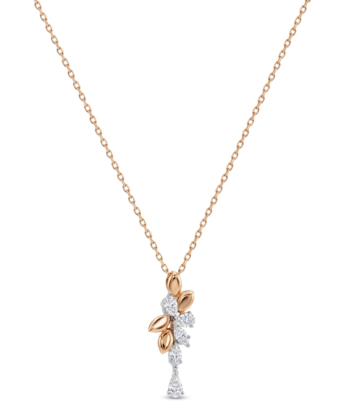 18k Rose Gold Grace Pendant with Cluster-Style Marquise Diamonds - B-XLK4620P