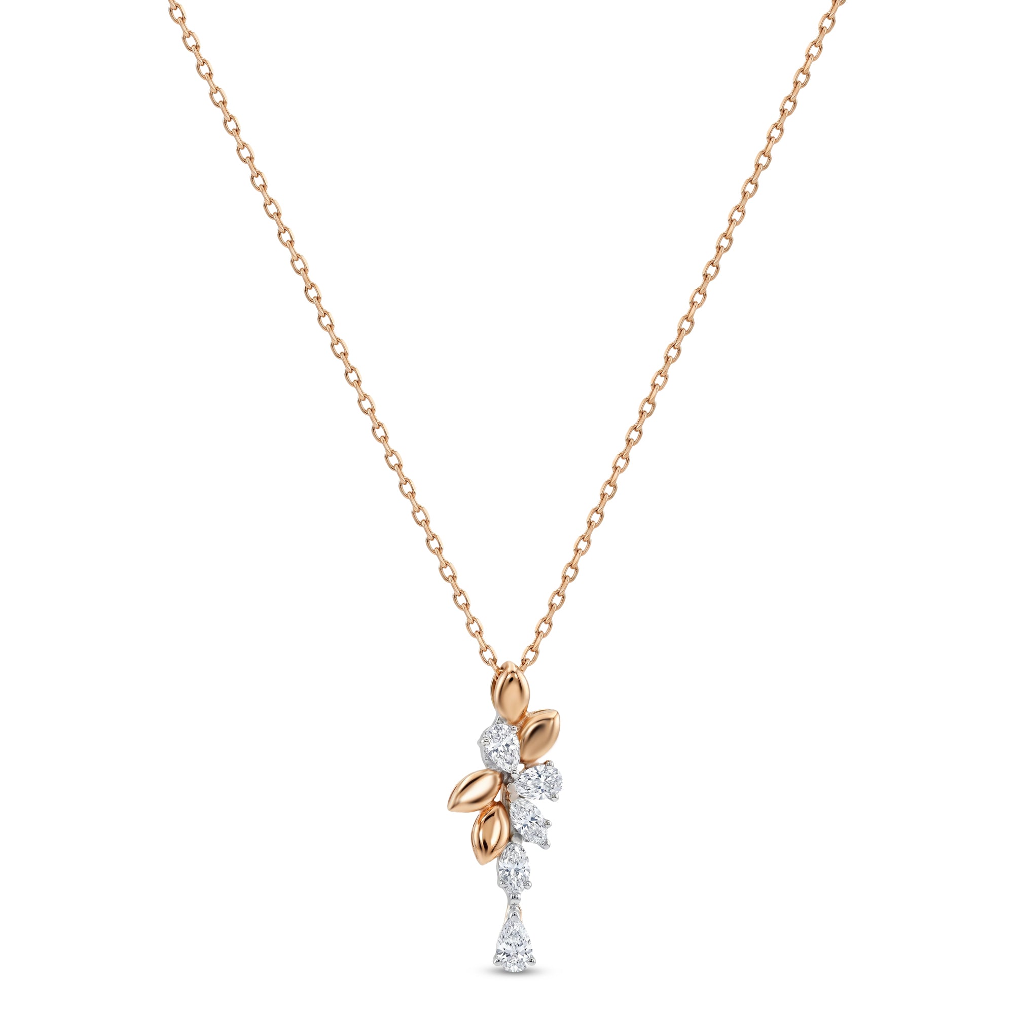 18k Rose Gold Grace Pendant with Cluster-Style Marquise Diamonds - B-XLK4620P
