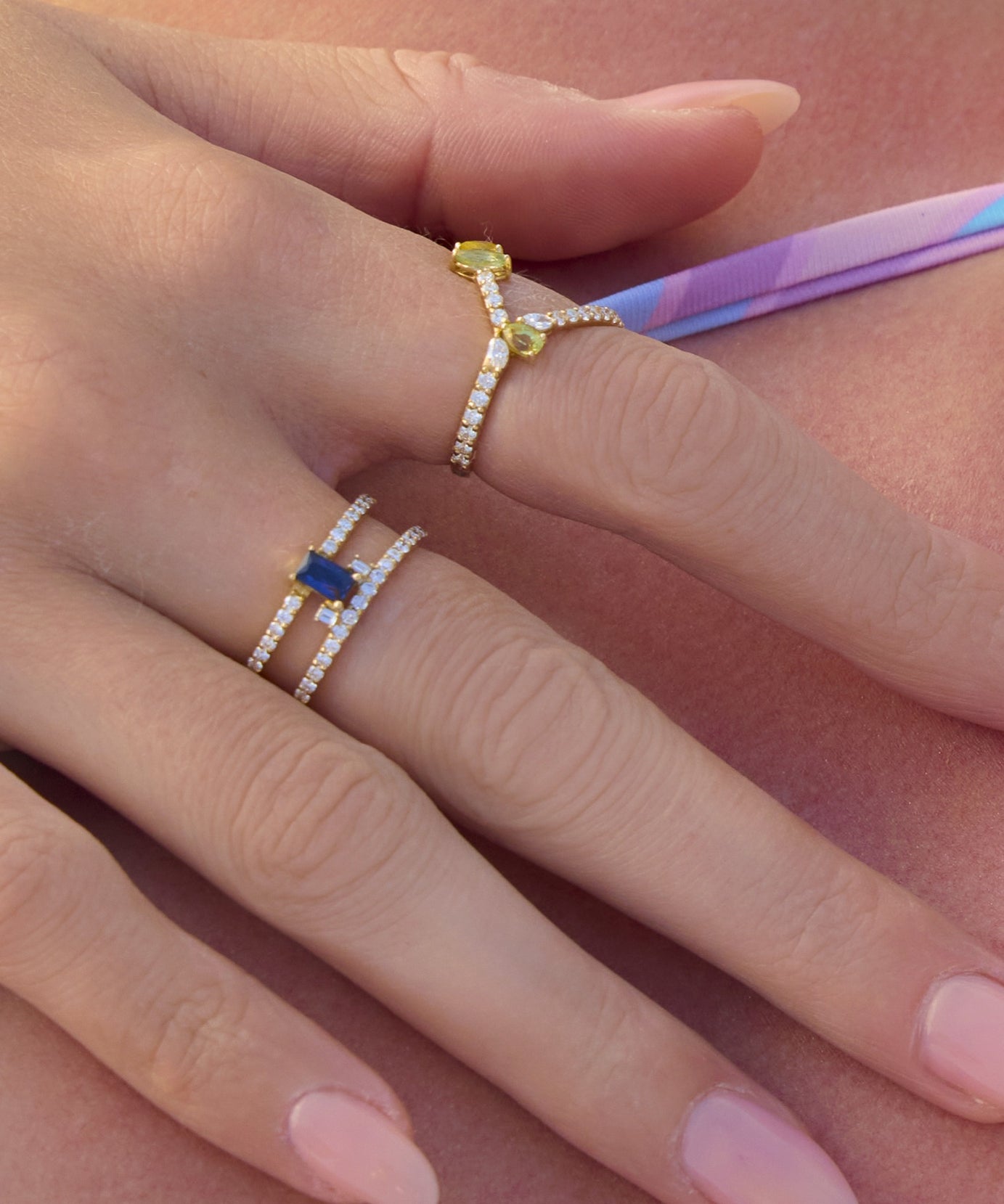 Confetti 18k White Gold Diamond Ring and Multi Colored Stones - S-R440X