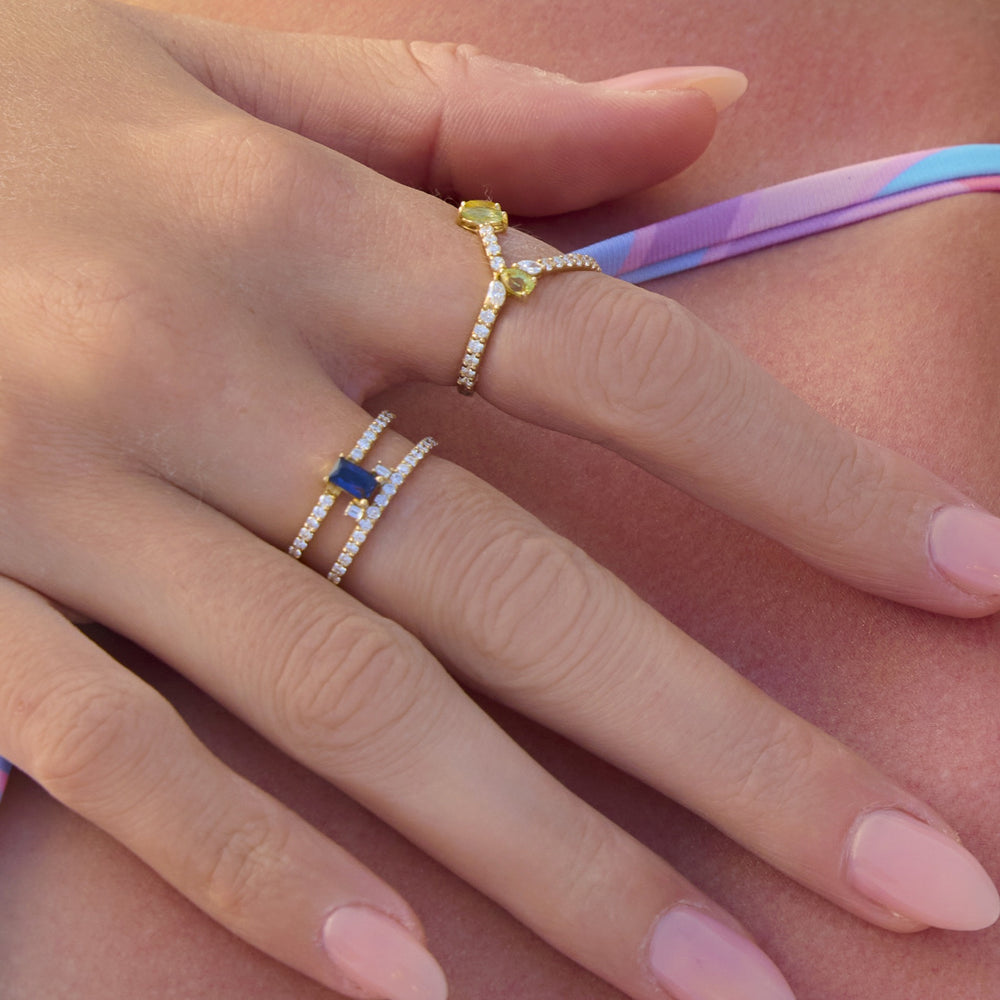 Confetti 18k White Gold Diamond Ring and Multi Colored Stones - S-R440X