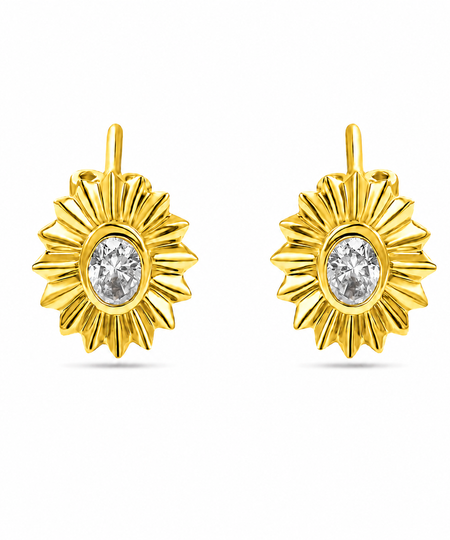 18K Yellow Gold Floral Diamond Statement Earring - S-H093EX