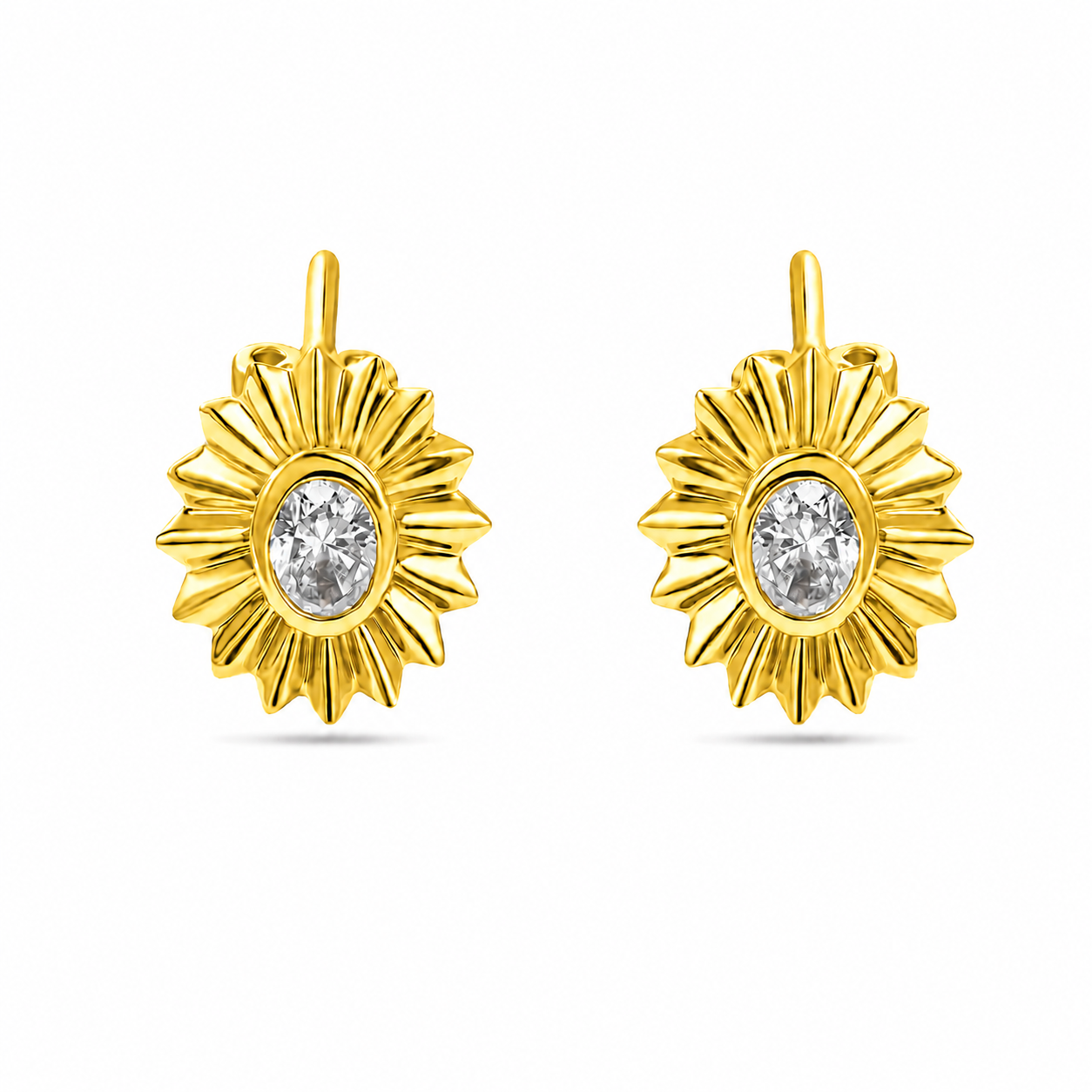 18K Yellow Gold Floral Diamond Statement Earring - S-H093EX