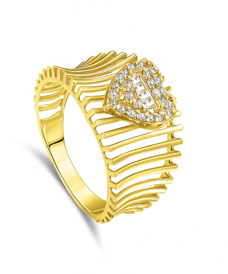 18K Yellow Gold Diamond Ring - S-X181R