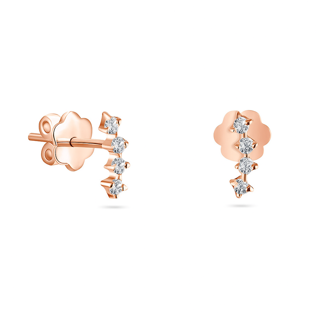 18K Rose Gold Diamond Earring - S-X023E
