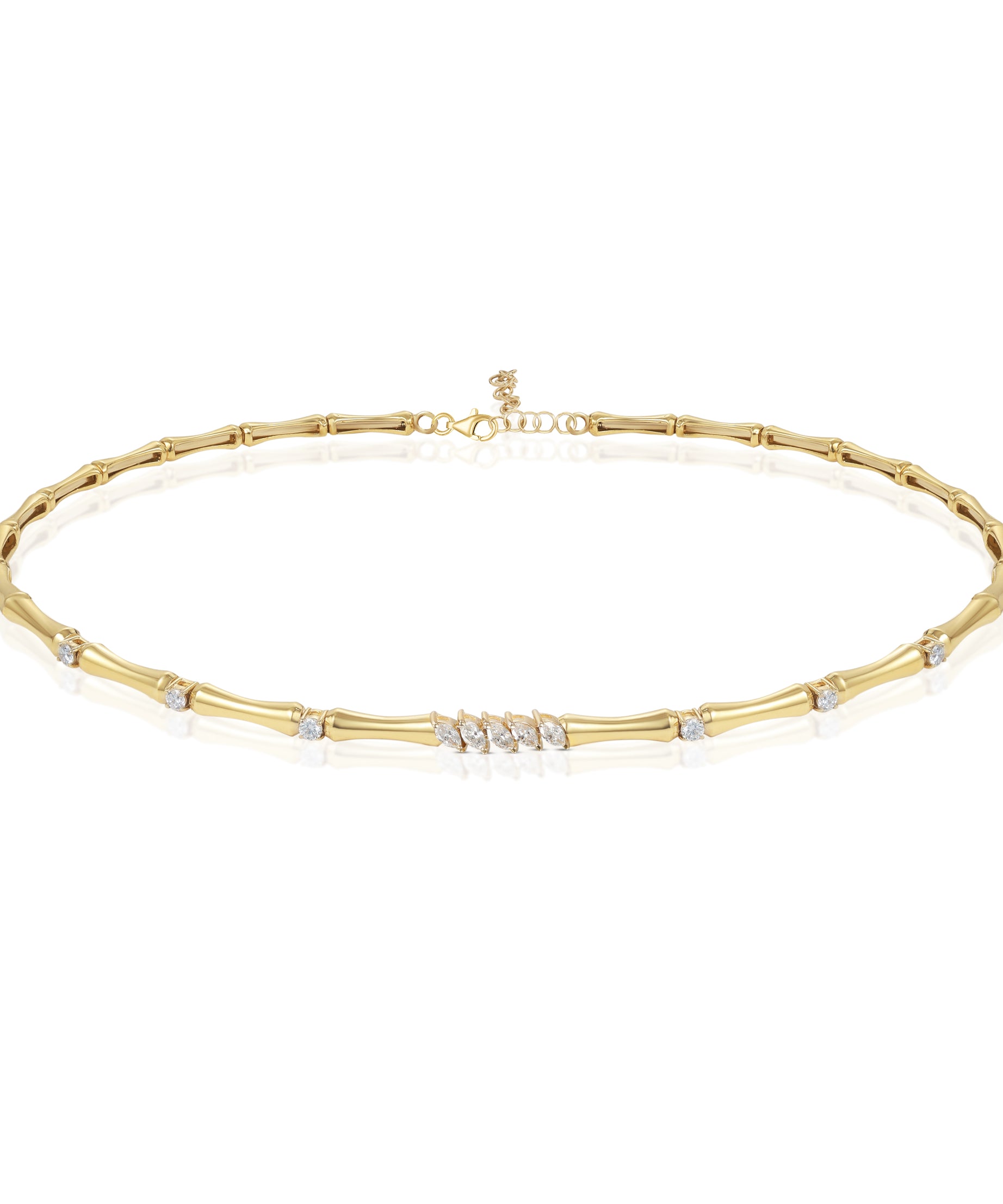 18k Yellow Gold Marquise Diamond Choker - S-H091NX