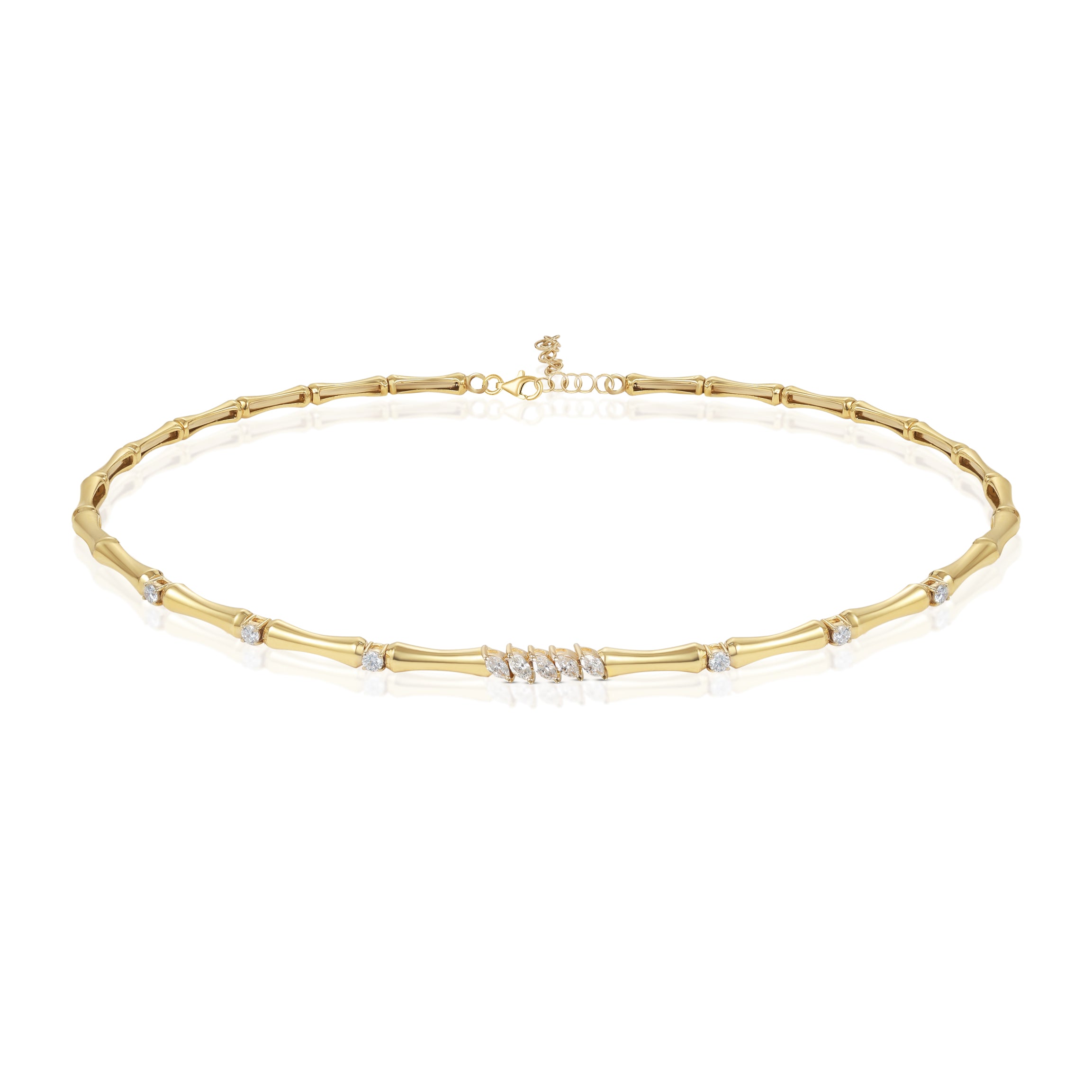 18k Yellow Gold Marquise Diamond Choker - S-H091NX
