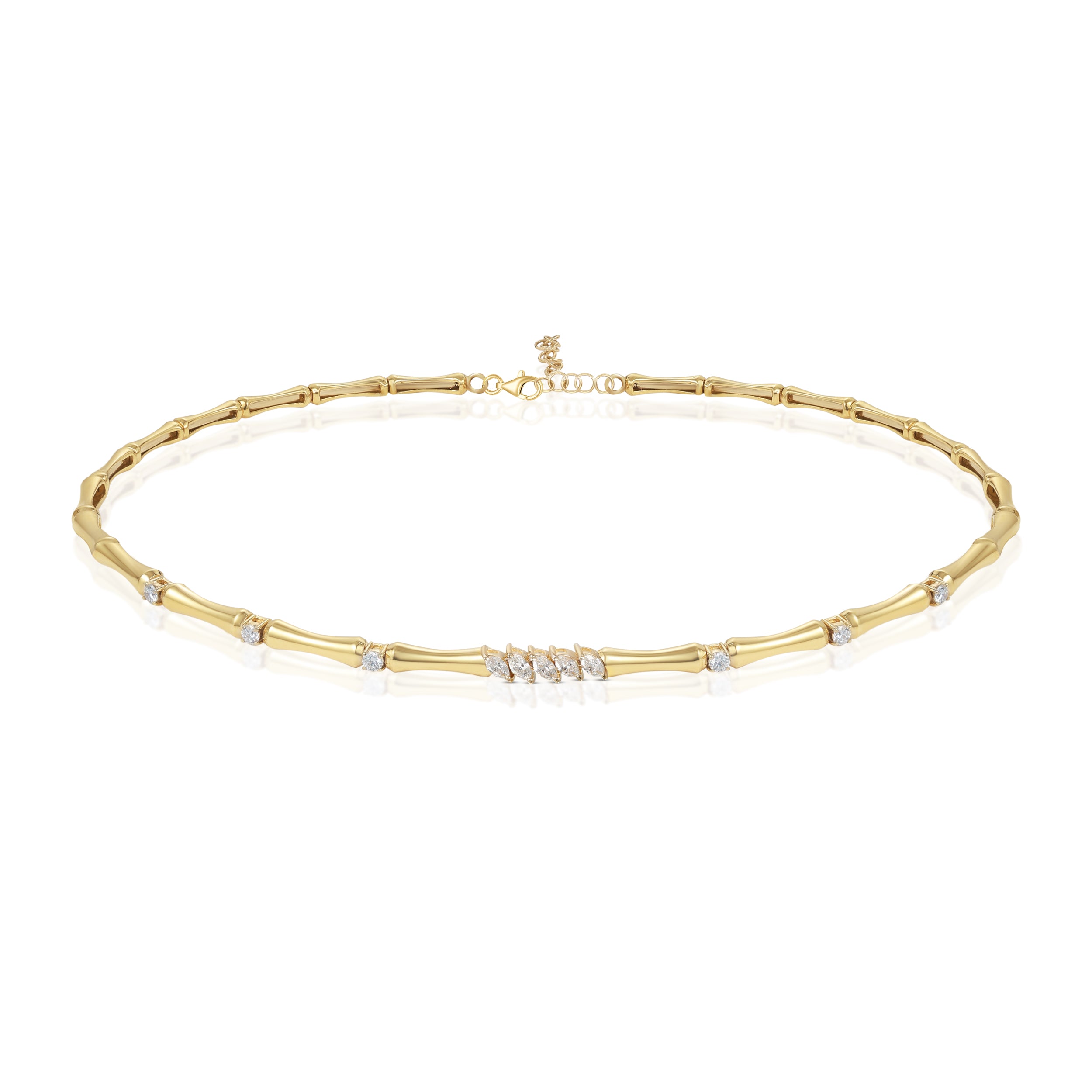 18k Yellow Gold Marquise Diamond Choker - S-H091NX