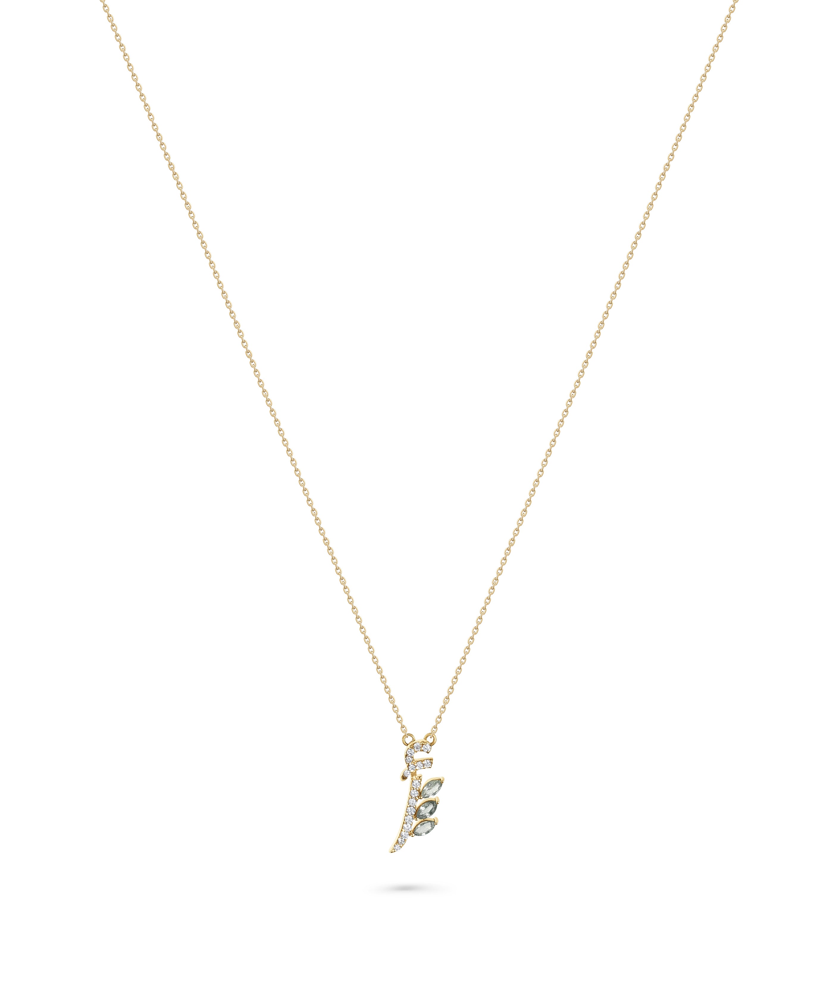 18K Yellow Gold Necklace Arabic "أ" Letter with Multicolor Stones - S-P661SA