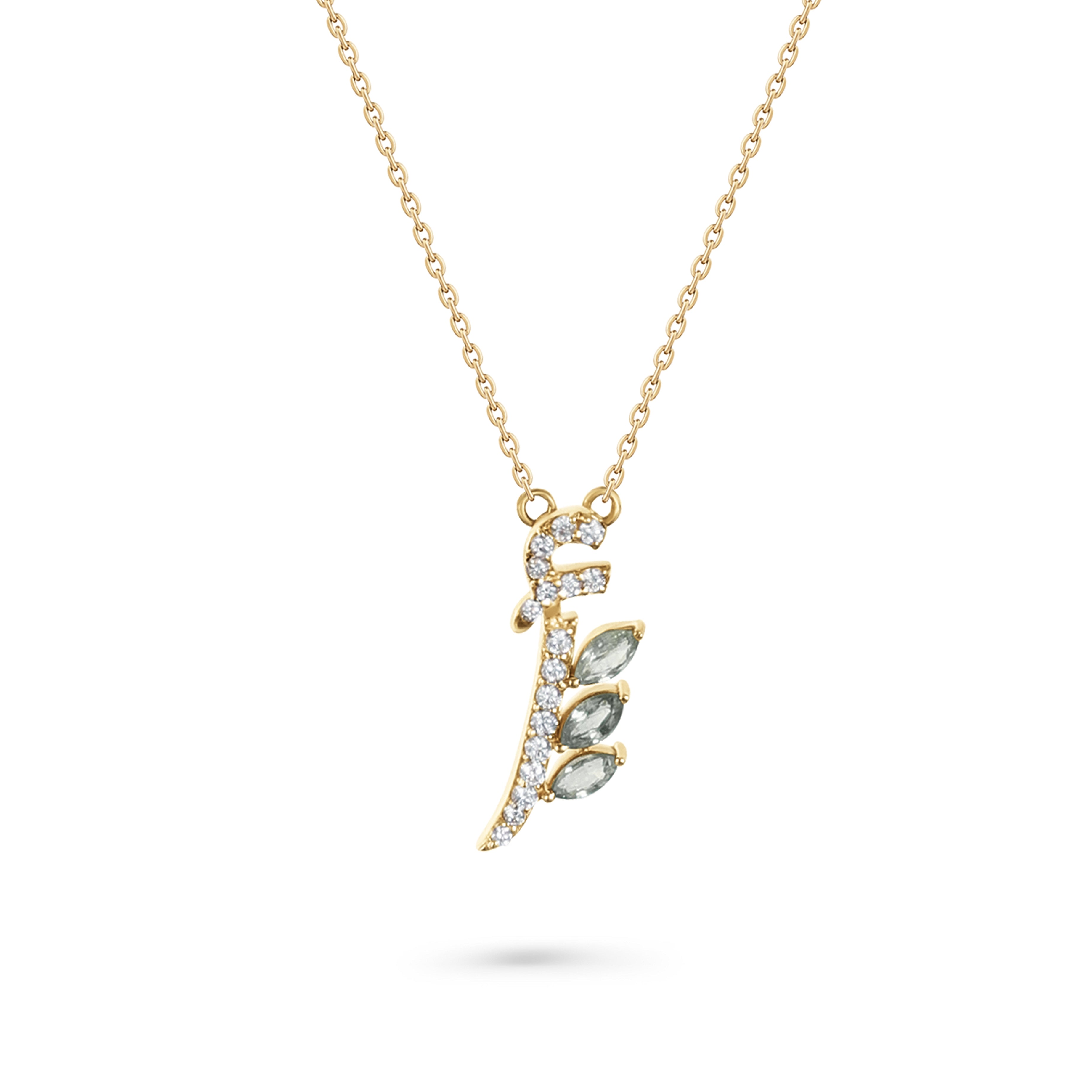 18K Yellow Gold Necklace Arabic "أ" Letter with Multicolor Stones - S-P661SA