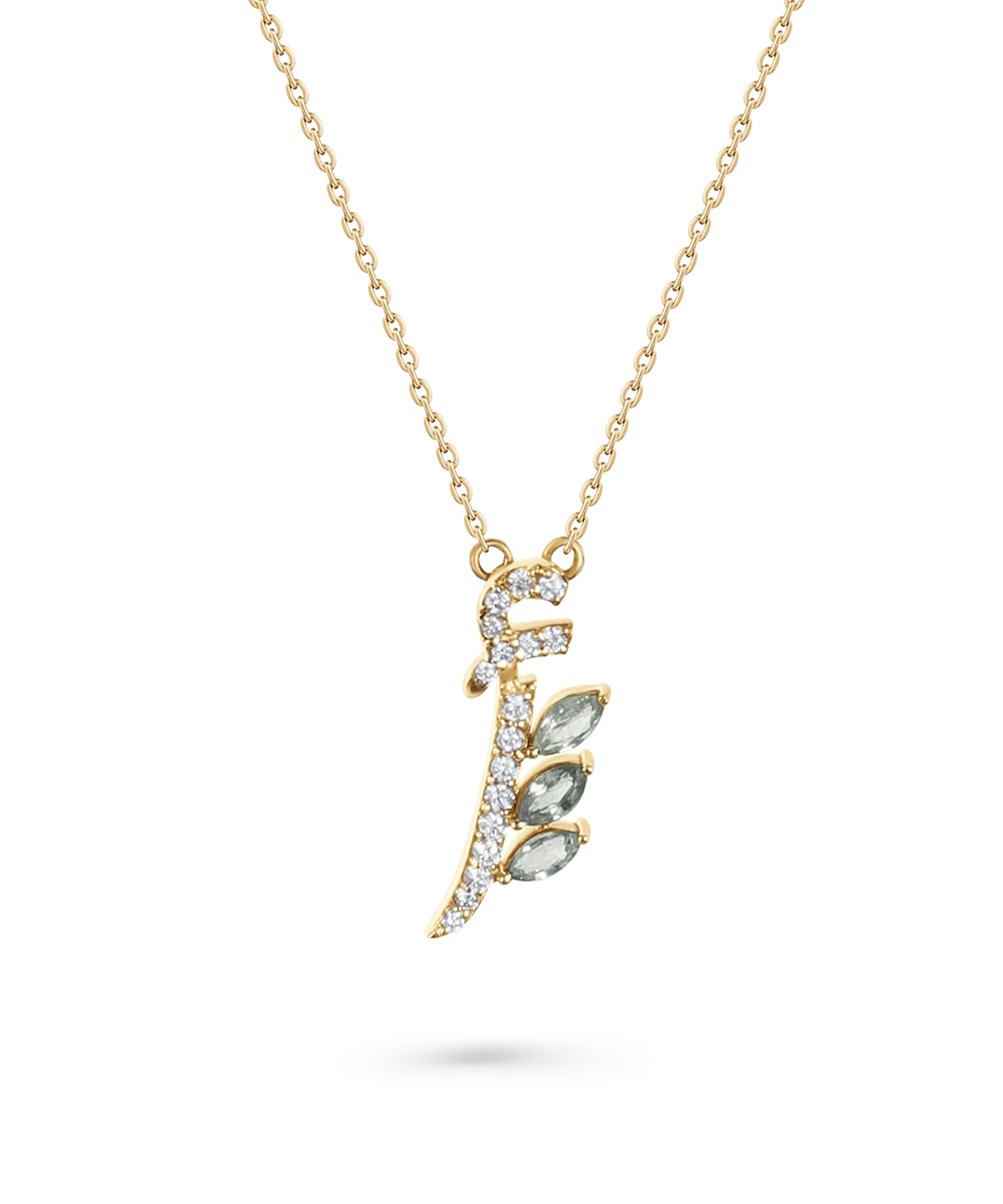 18K Yellow Gold Necklace Arabic "أ" Letter with Multicolor Stones - S-P661SA