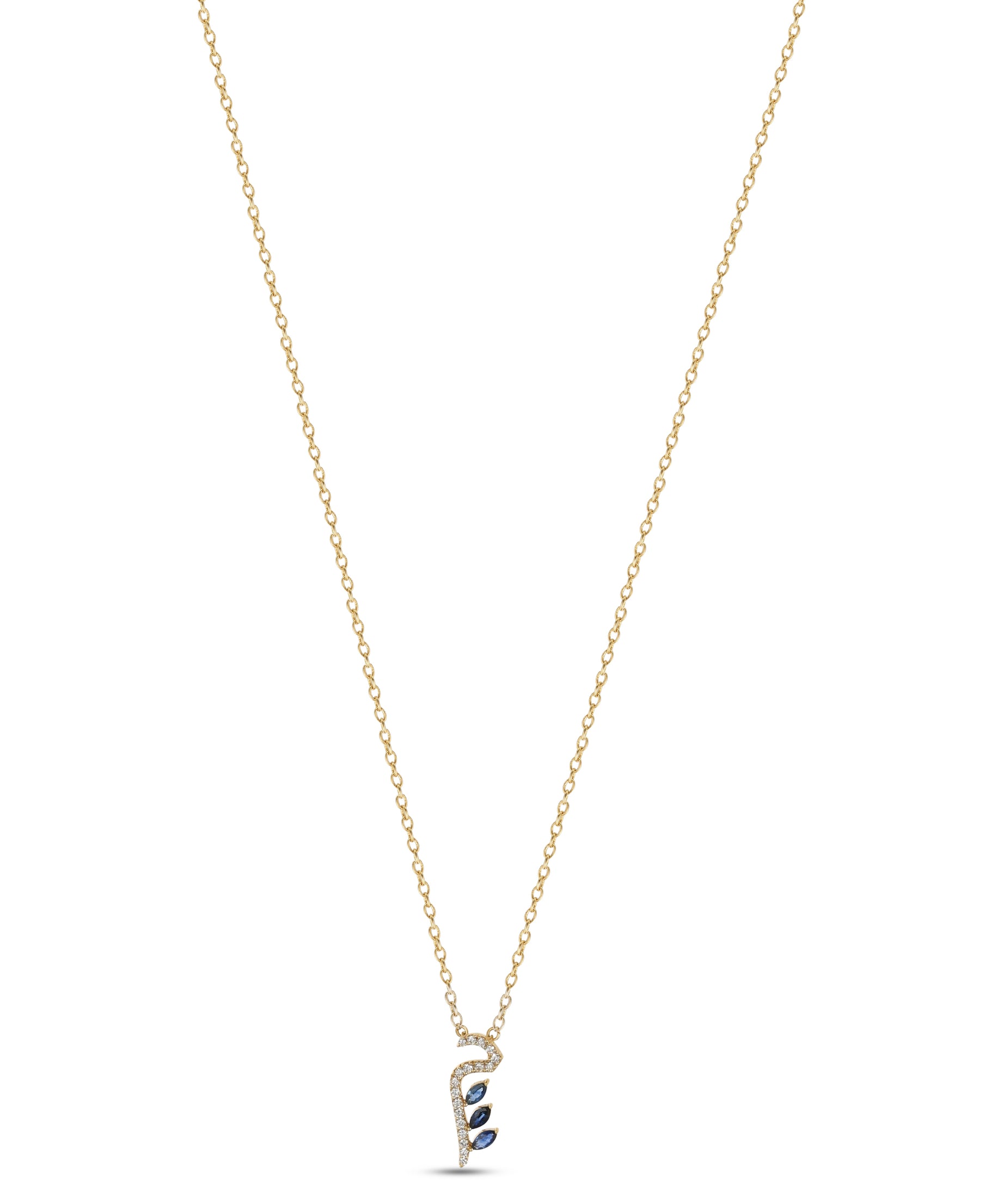 18K Yellow Gold Necklace Arabic "م" Letter  with Multicolor Stones - S-P661SD