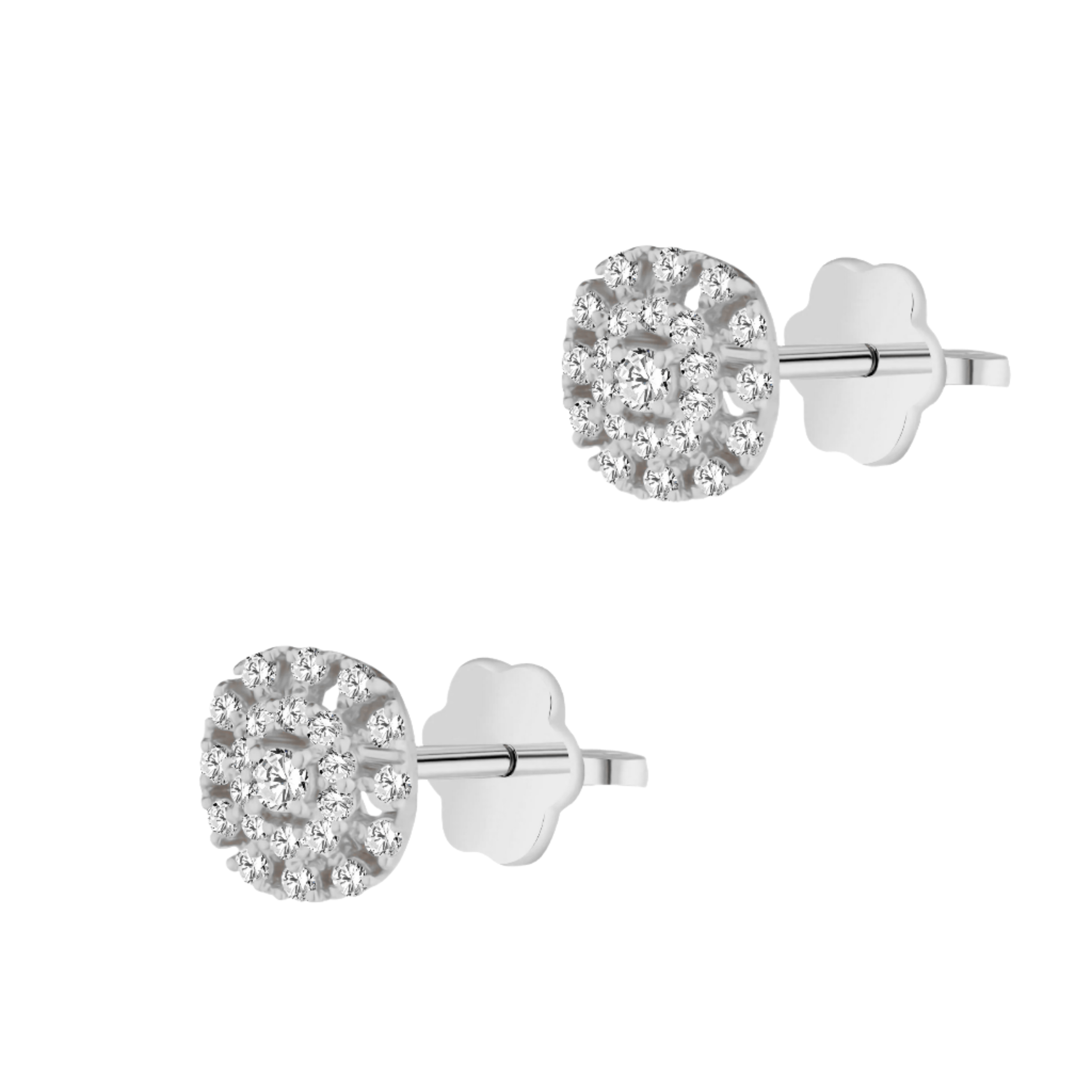 Circled Diamond Stud in 18K White Gold - S-X05EON