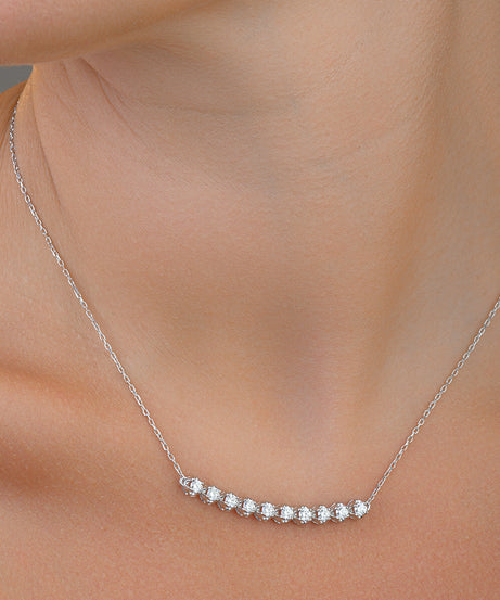 Quarter Tennis Necklace in 18K White Gold - SIR1128P