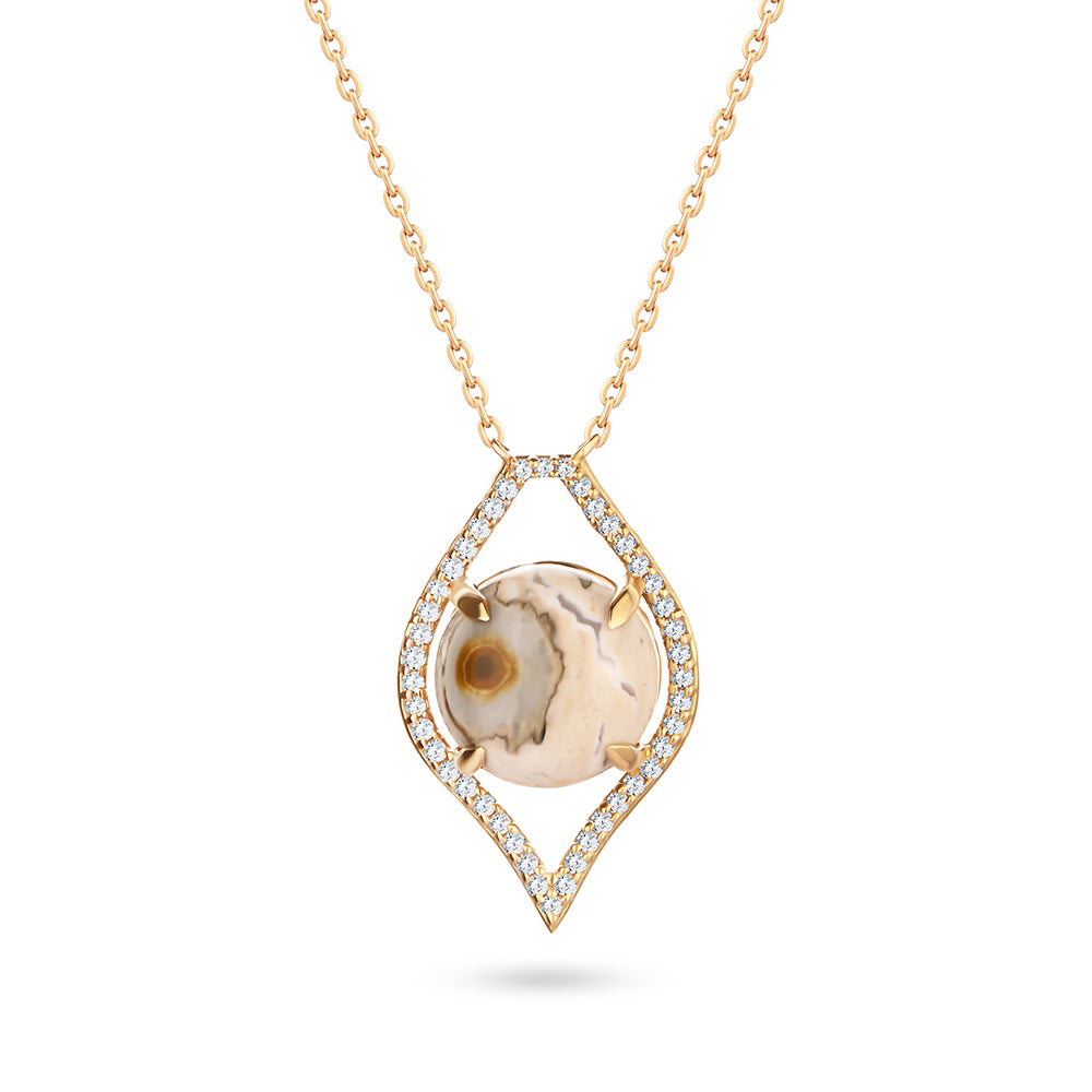 Summer dangling Diamond Necklace with an eye shap in 18K Gold  Yellow gold / S-P411S