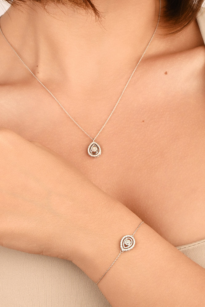 أنسيال ذهب عيار 18 قيراط المجموعه الصيفية الماظ / متوفره بالون أبيض