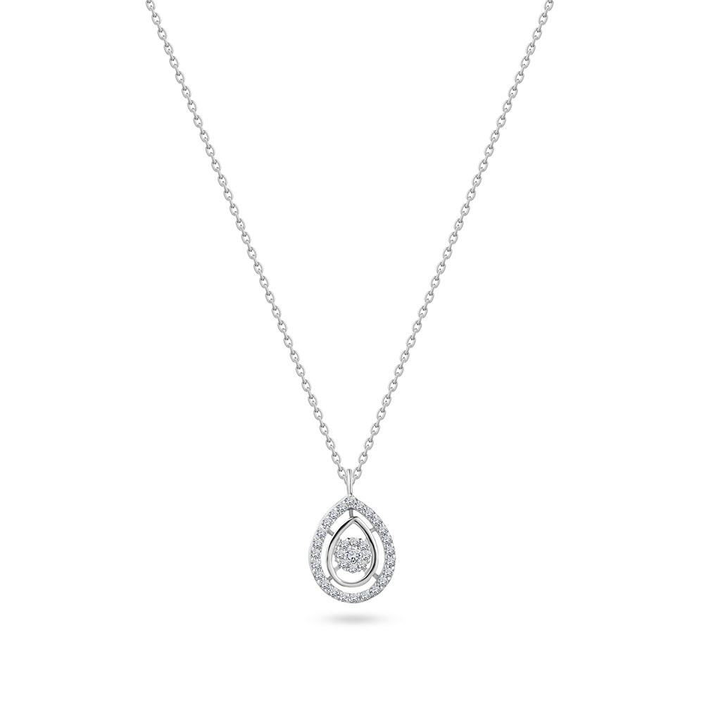 Classic Summer dangling Diamond Necklace comes with a set in 18k White Gold White gold / S-P370SD