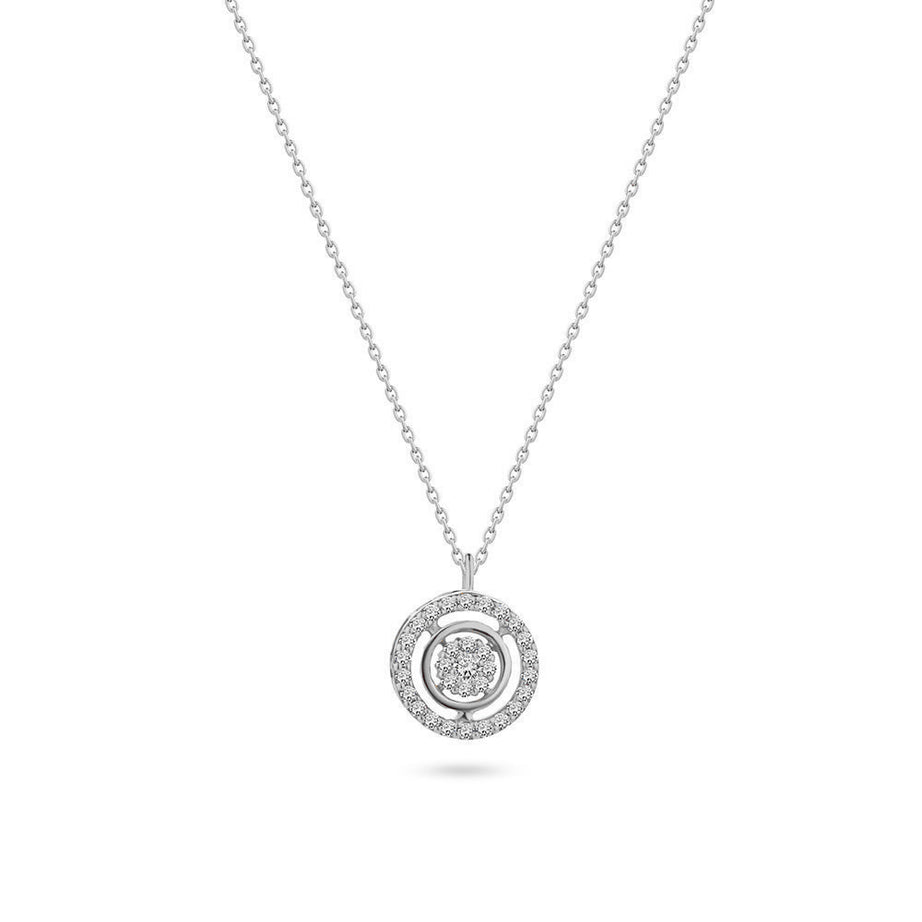 Classic Summer dangling Diamond Necklace comes with a set in 18k White Gold - S-P370S
