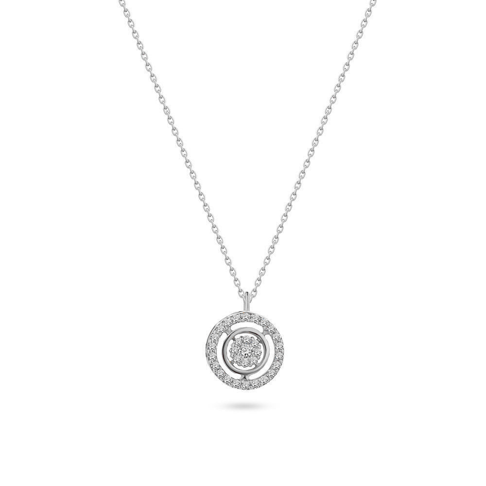 Classic Summer dangling Diamond Necklace comes with a set in 18k White Gold - S-P370S