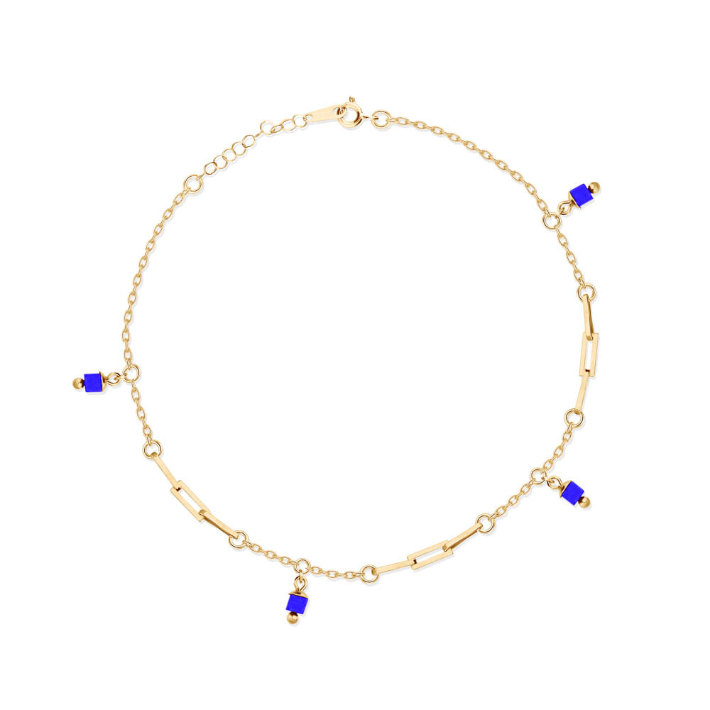 Lapis summer clipped Anklet in 18k Yellow gold / S-X030K