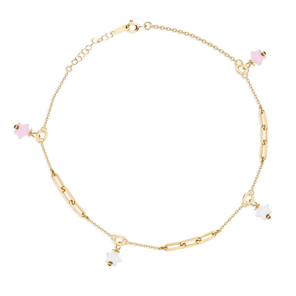 Summer beaded Anklet and clipped in 18K Yellow Gold / S-X031K
