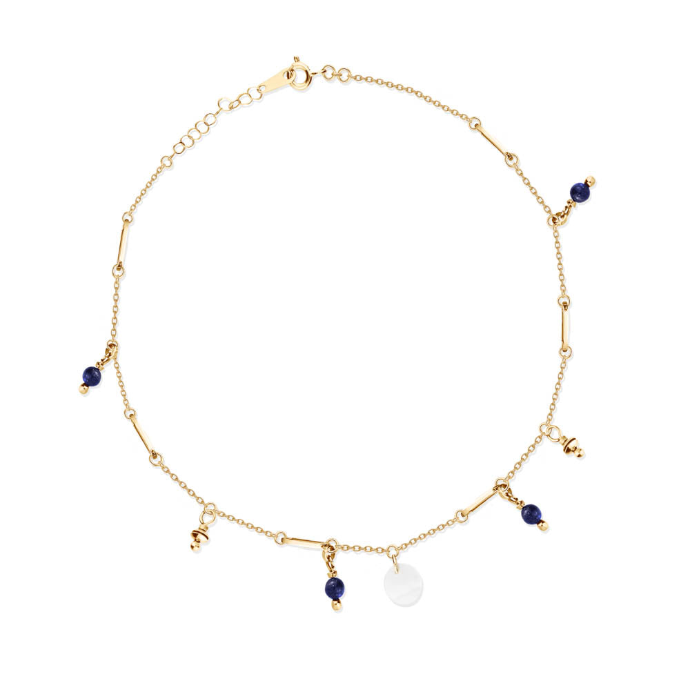 Summer beaded Anklet and clipped in 18K Yellow Gold / S-X028K